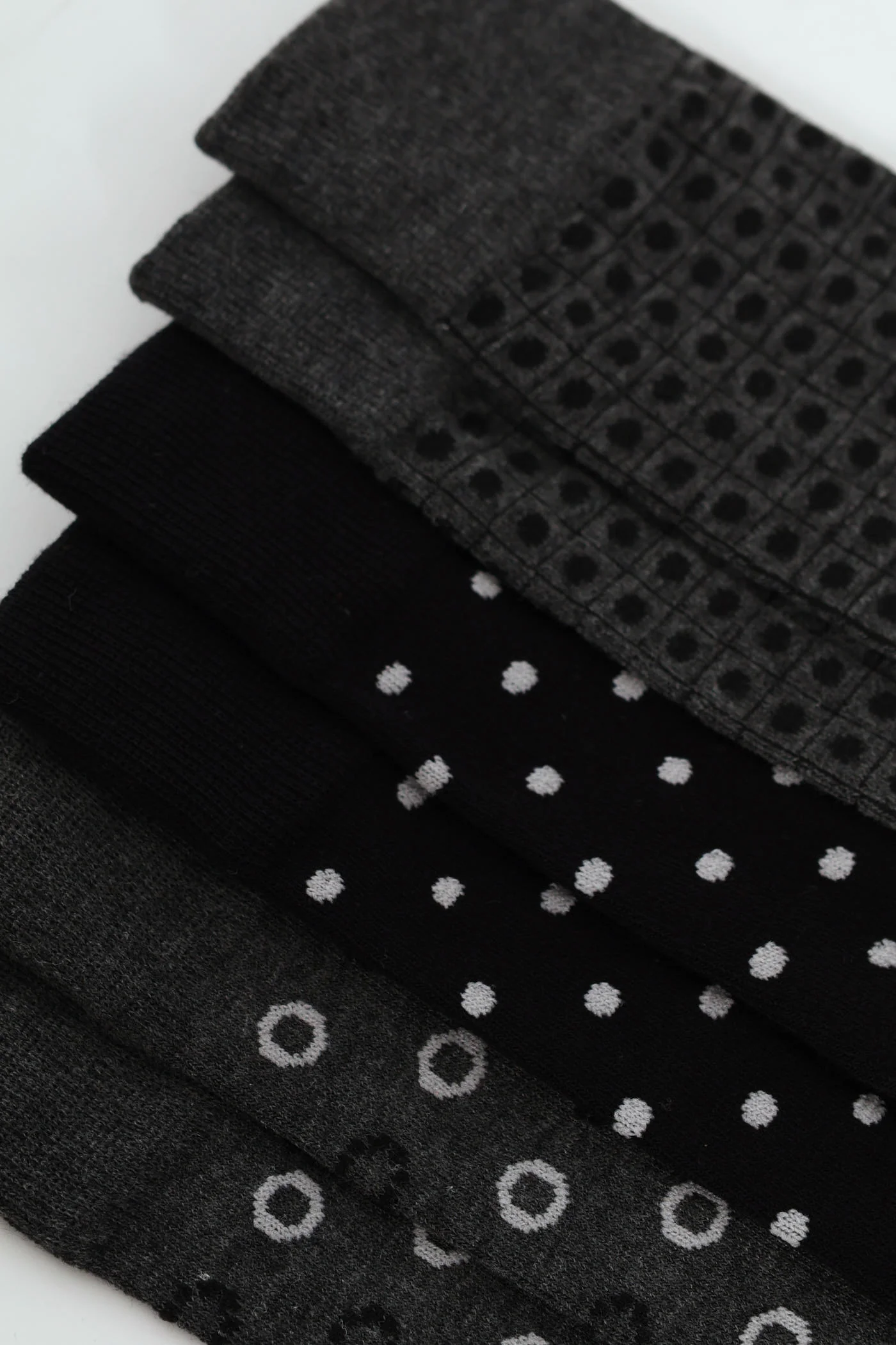 3 Pack Jacquard Dots Anklet Socks - Grey - Image 2