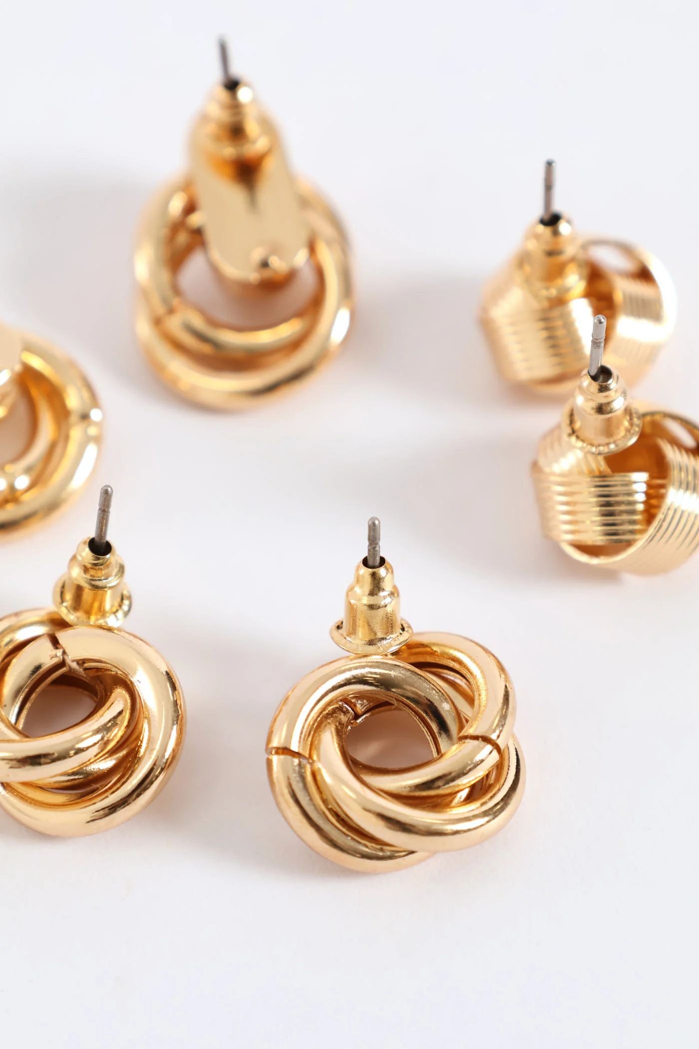 3 Pack Knot Stud Earring - Gold - Image 3