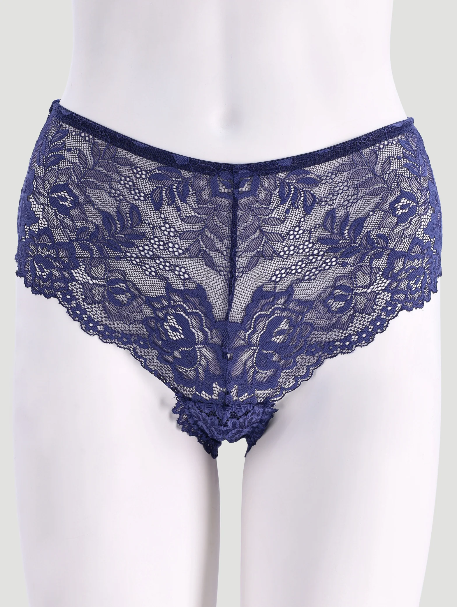 3 Pack Lace Boyleg Panties - Navy/Mauve/Cream - Image 2