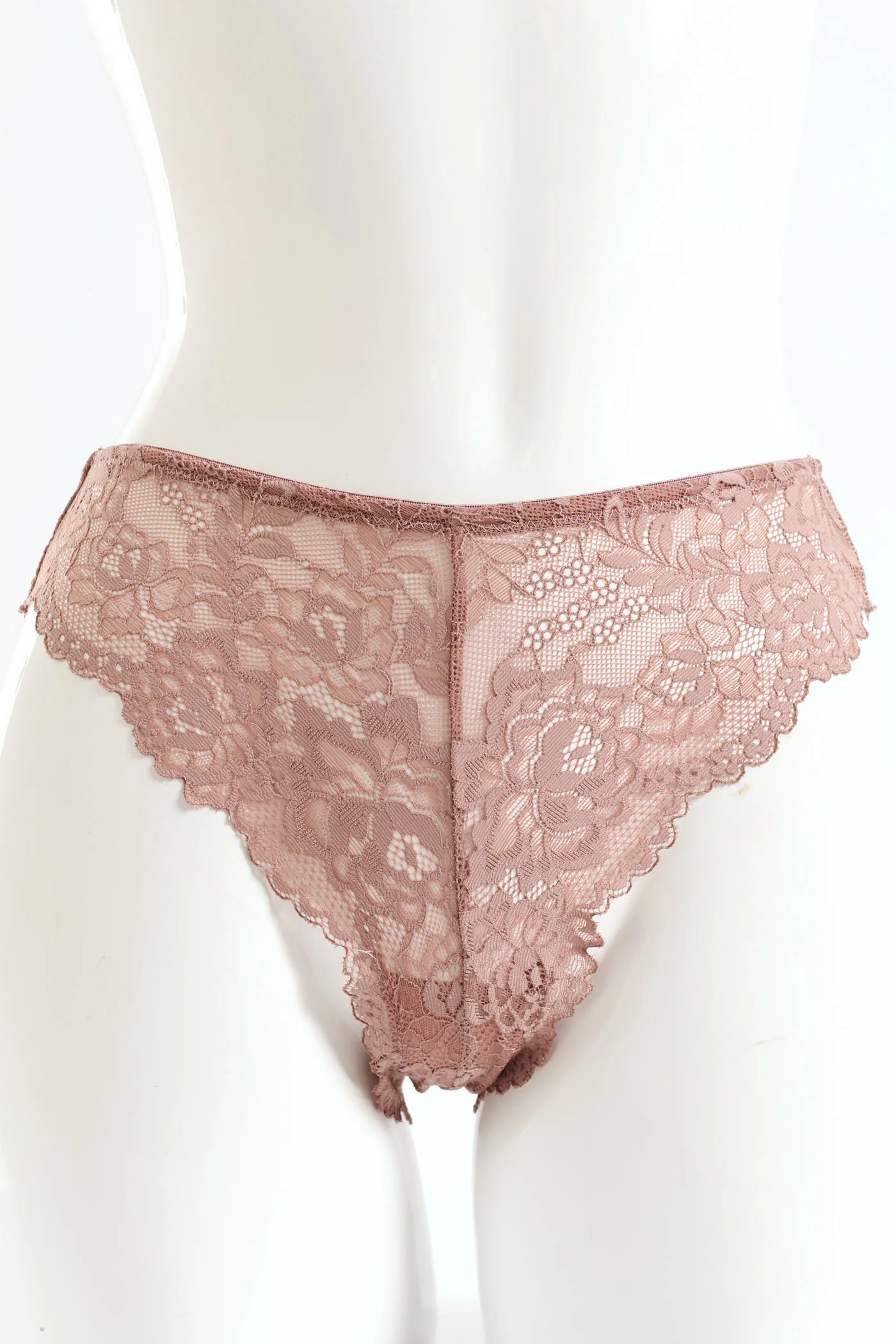 3 Pack Lace Brazilian Panties - Blush/Plum/Rose - Image 2