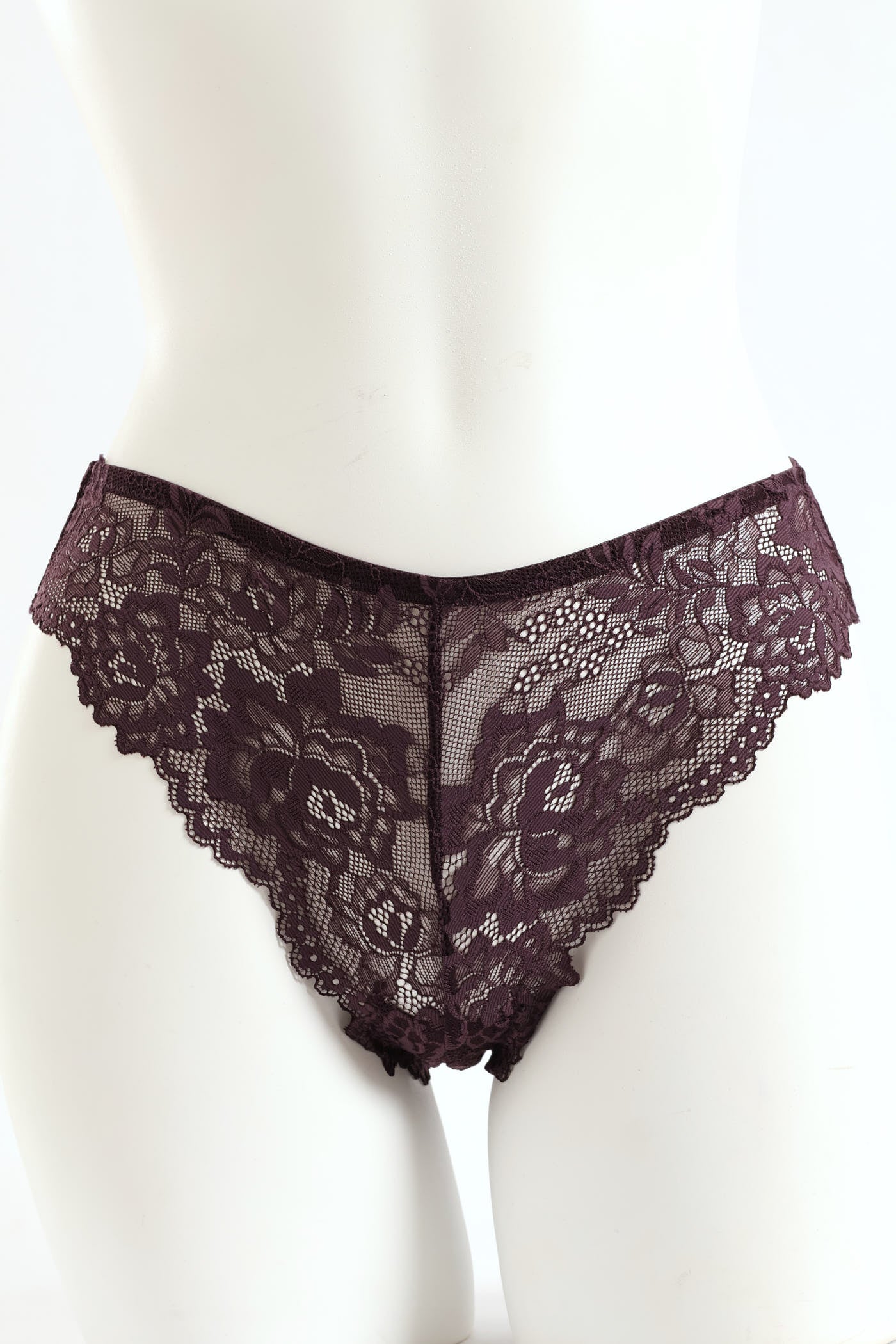 3 Pack Lace Brazilian Panties - Blush/Plum/Rose - Image 3