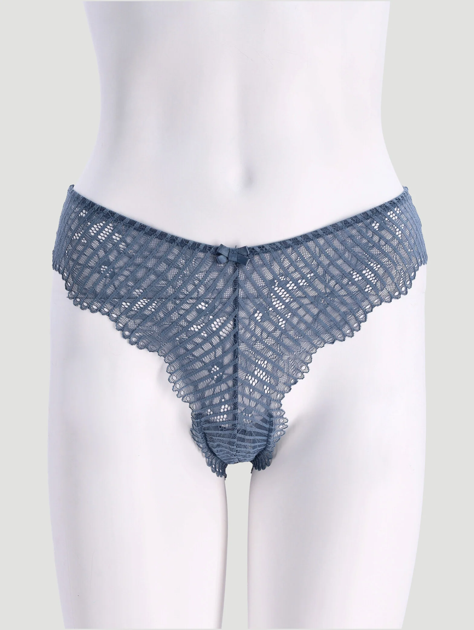 3 Pack Lace Brazilian Panties - Grey/Rose/Navy - Image 2
