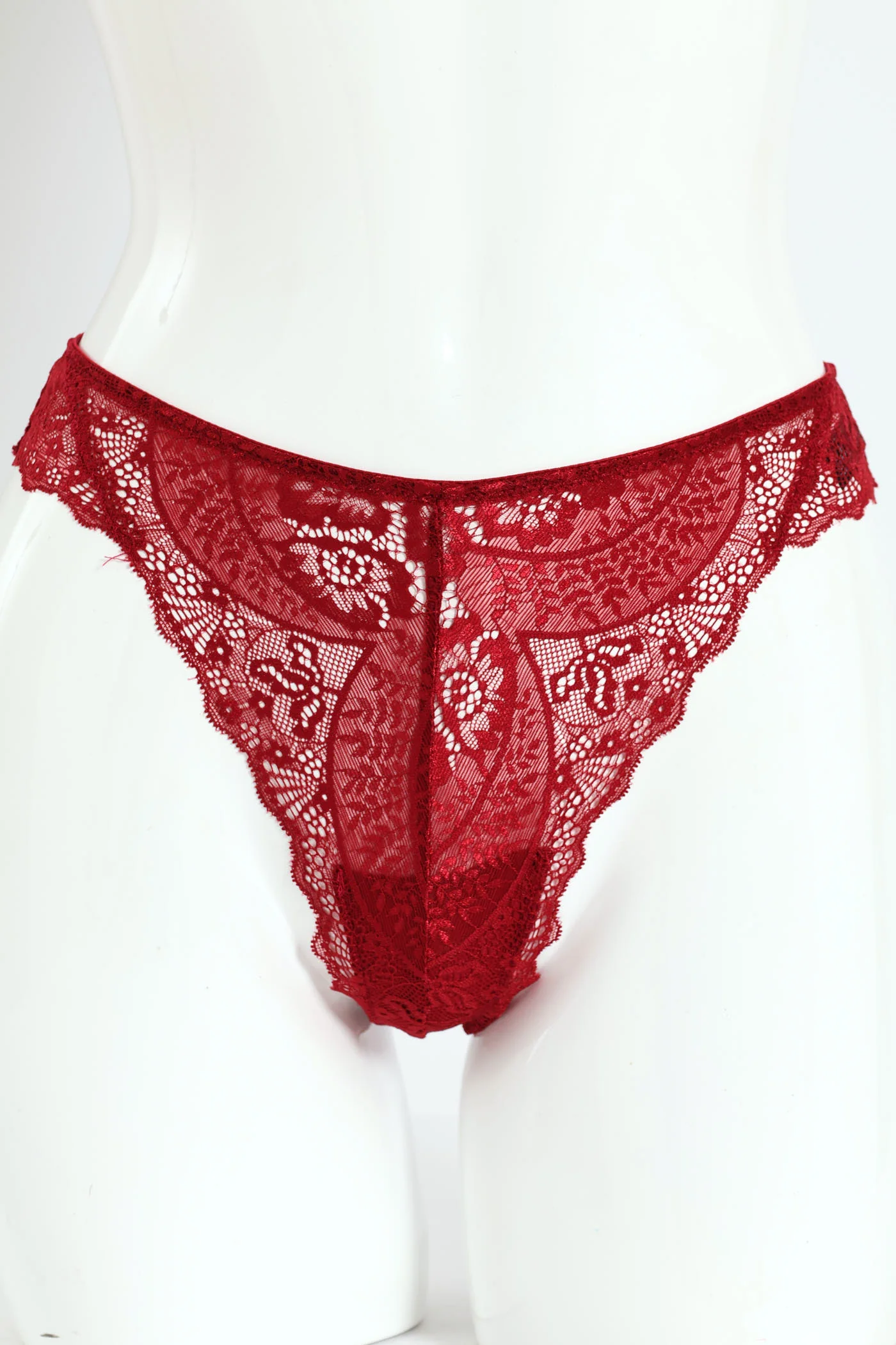 3 Pack Lace Built Up G-String Panties - Rose/Rhubarb/Black - Image 3