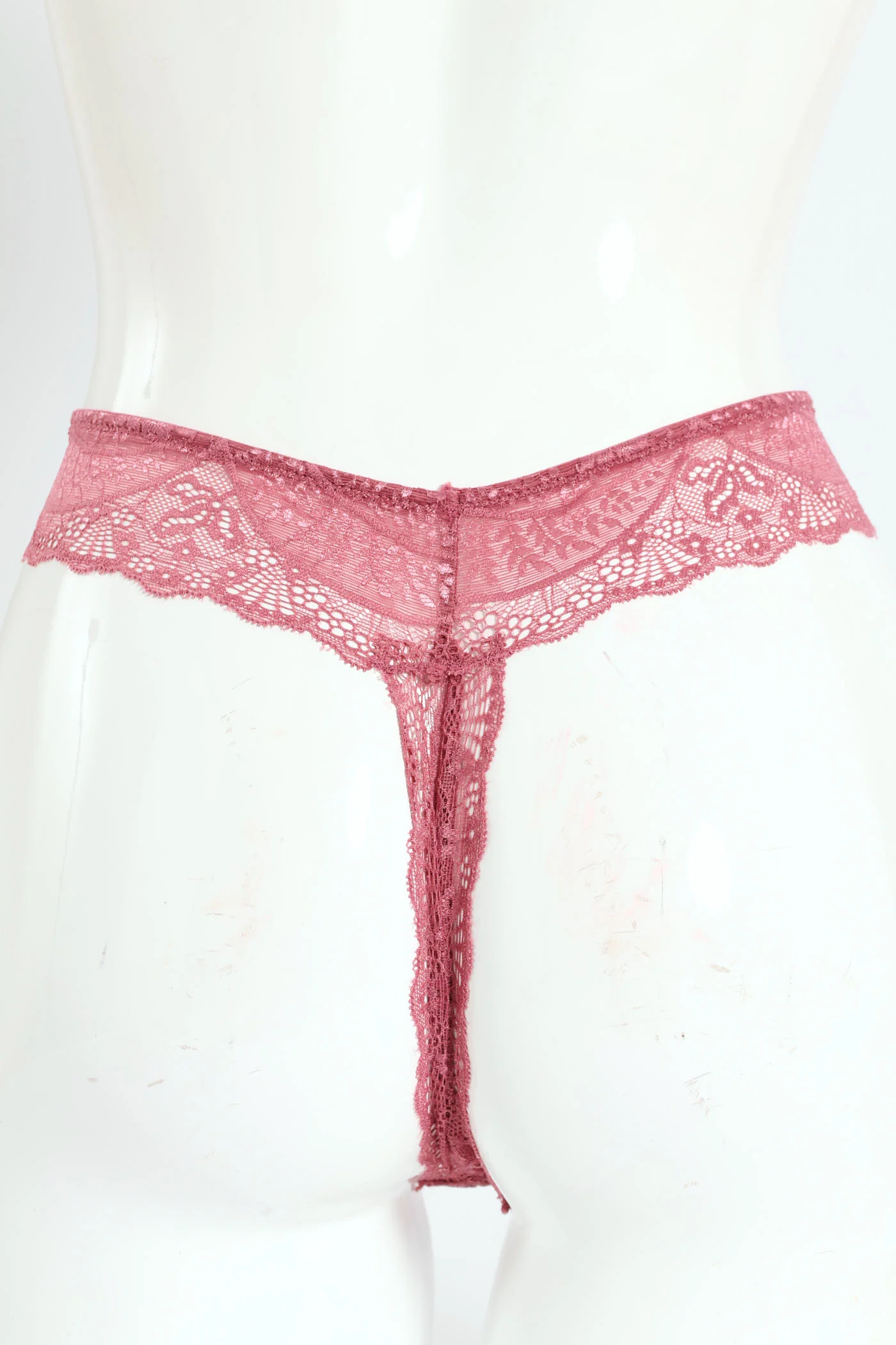 3 Pack Lace Built Up G-String Panties - Rose/Rhubarb/Black - Image 4