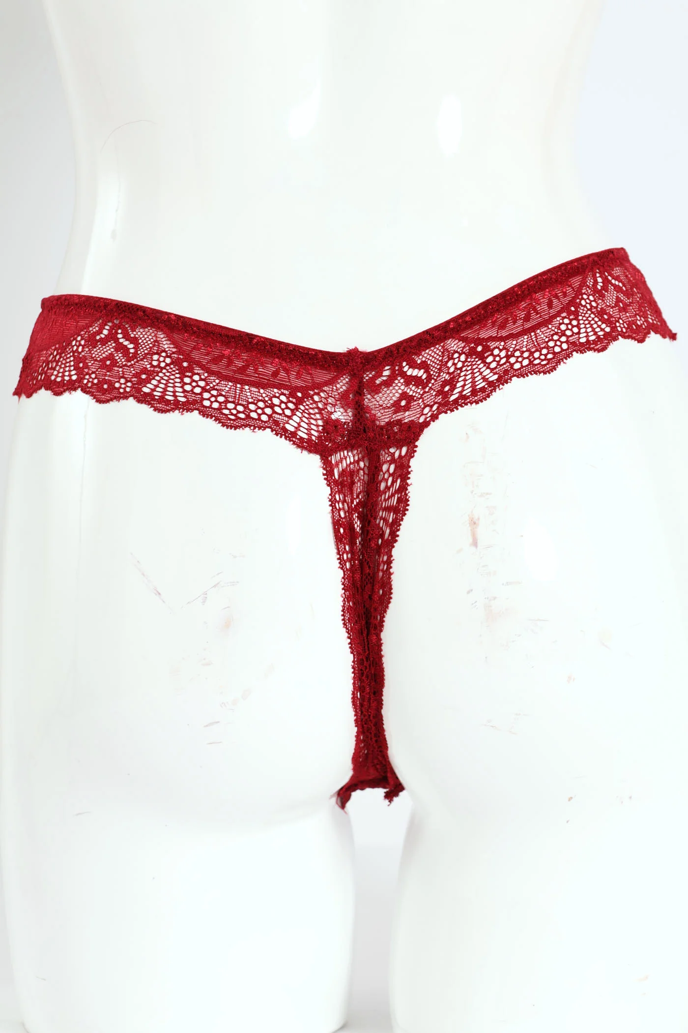 3 Pack Lace Built Up G-String Panties - Rose/Rhubarb/Black - Image 5