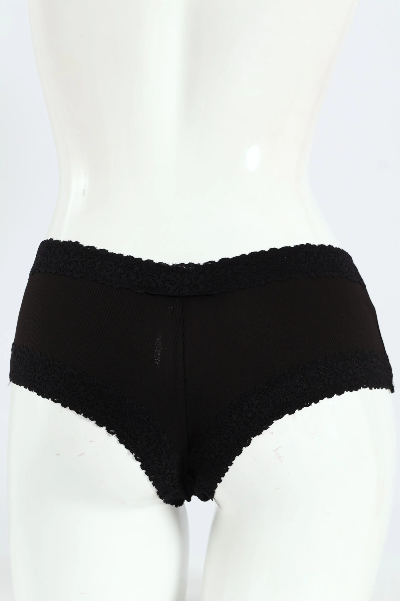 3 Pack Lace Trim Boyleg Panties - Milk/Black/Seashell - Image 2