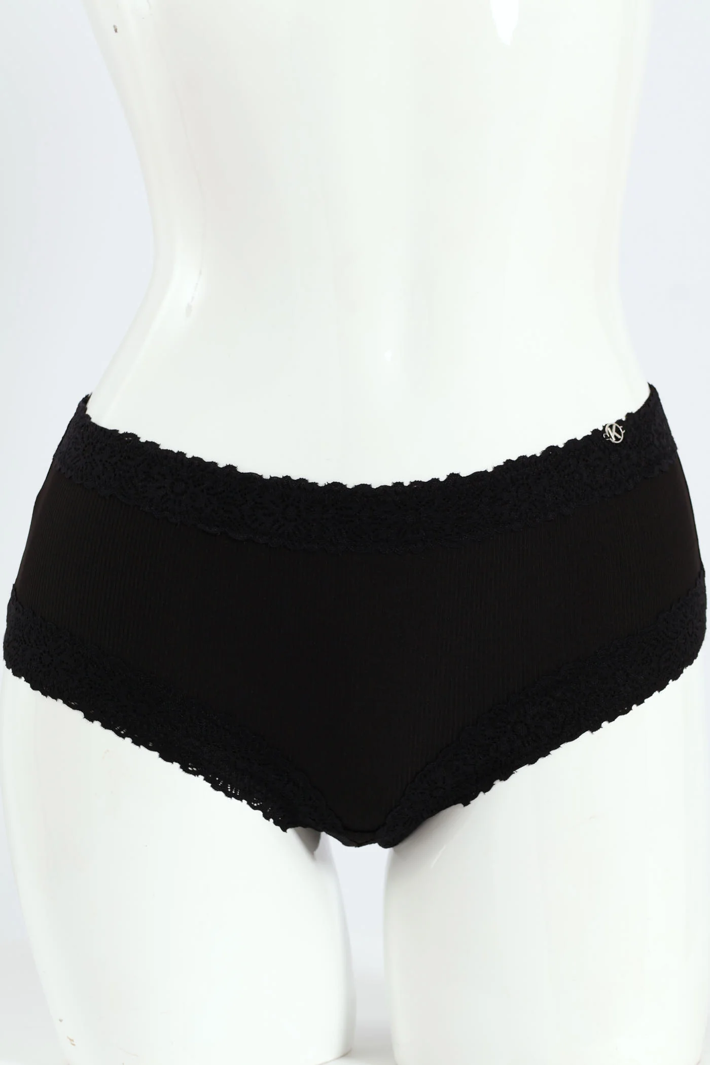 3 Pack Lace Trim Boyleg Panties - Milk/Black/Seashell - Image 4