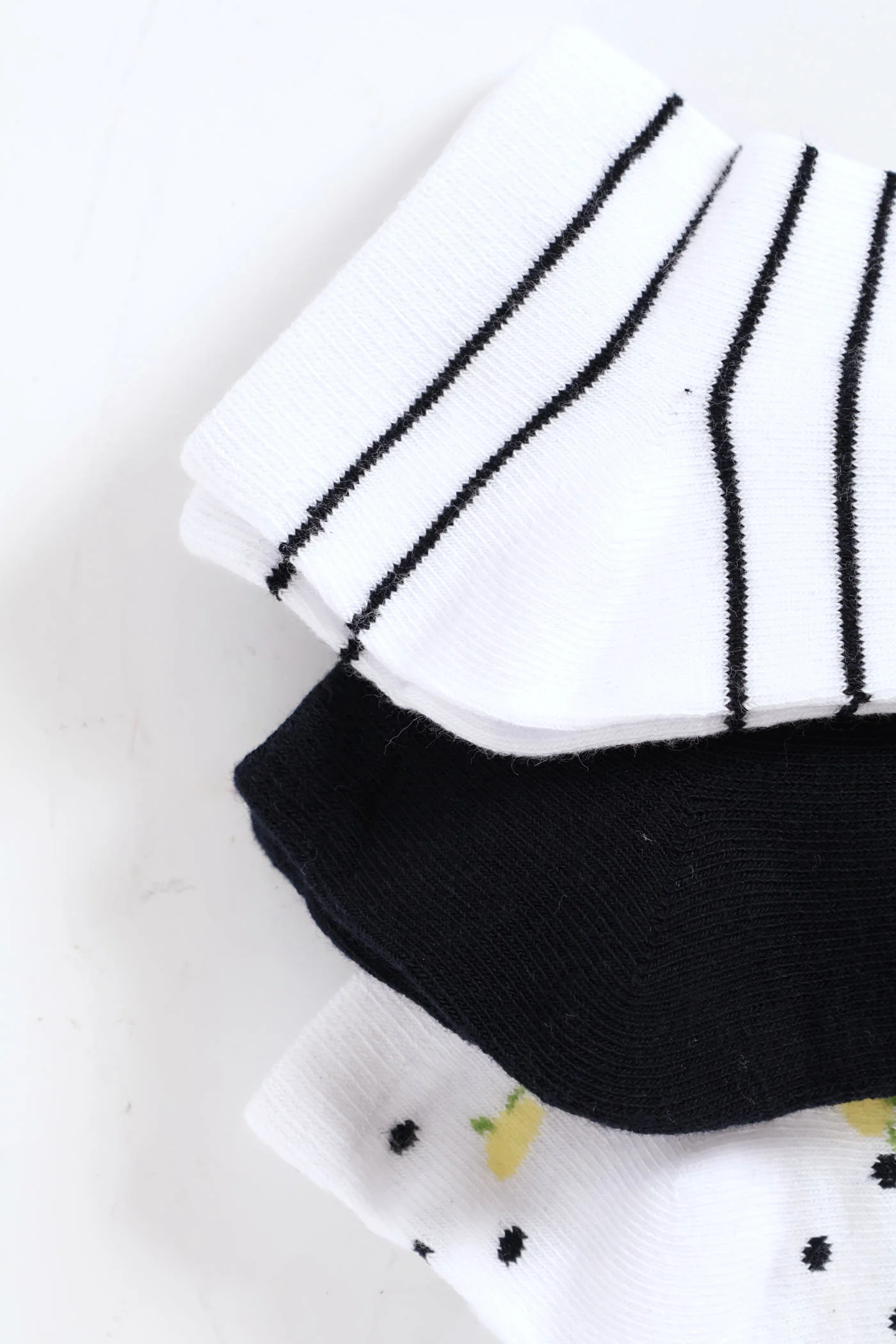 3 Pack Lemon Spots Low Cut Socks - White/Navy - Image 2
