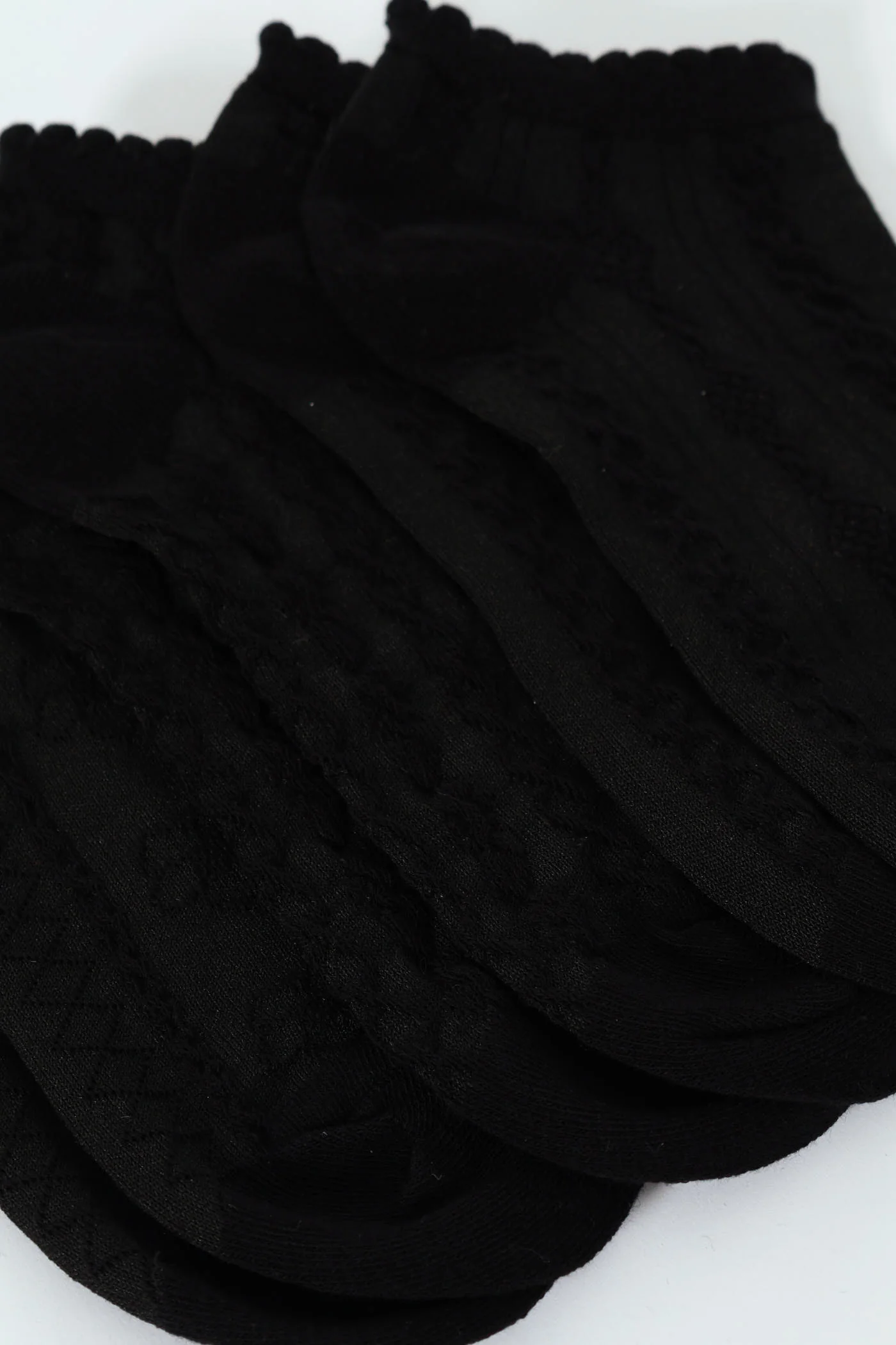 3 Pack Low Cut Jacquard Design Socks - Black - Image 2
