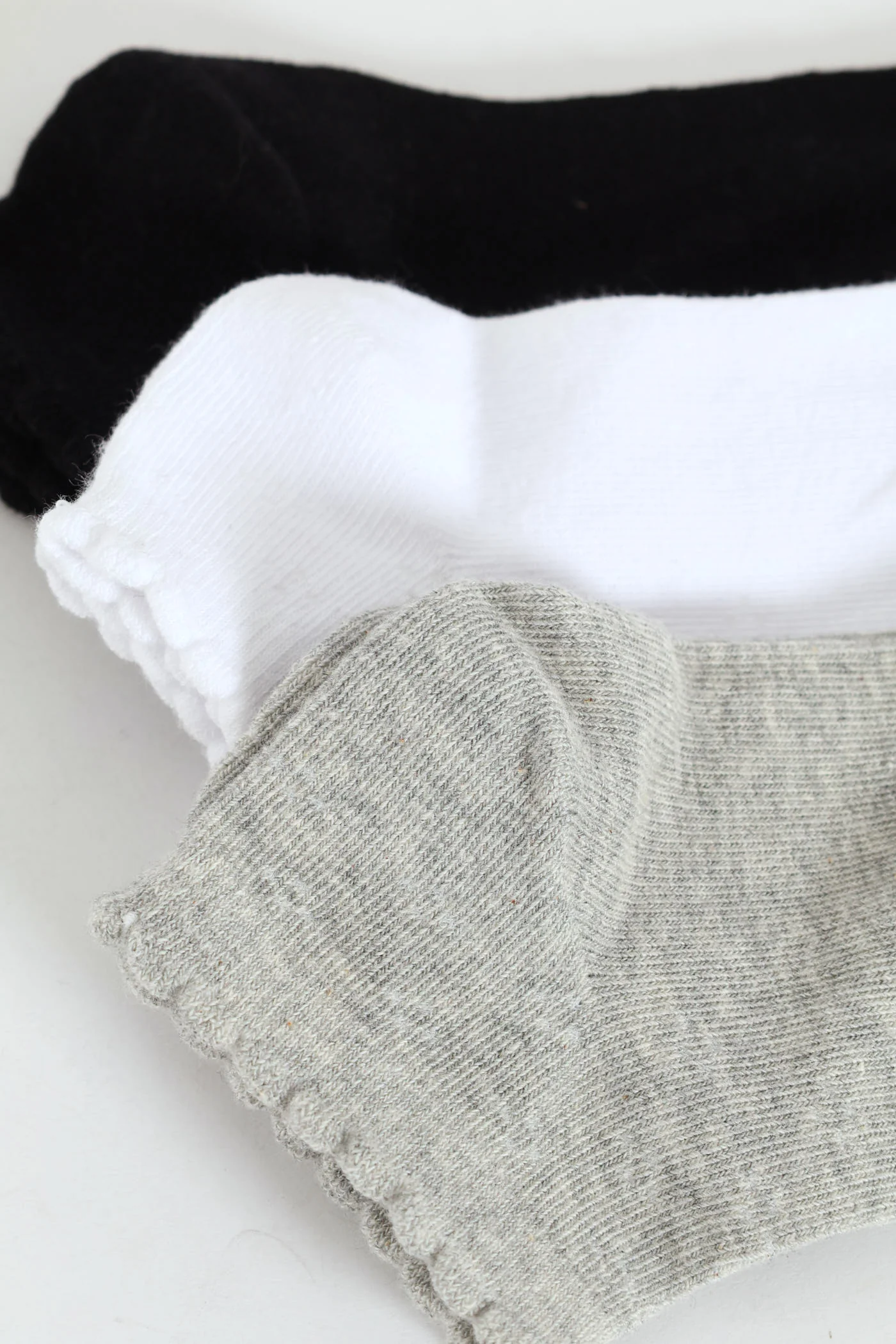 3 Pack Low Cut Pointelle Socks - White/Grey/Black - Image 2