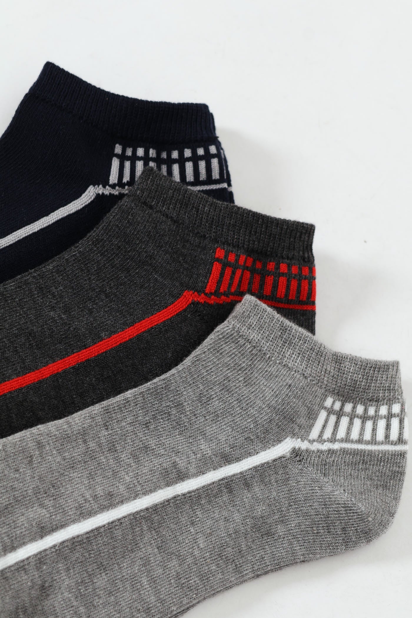 3 Pack Lowcut Socks - Charcoal/Grey Melange/Navy - Image 2