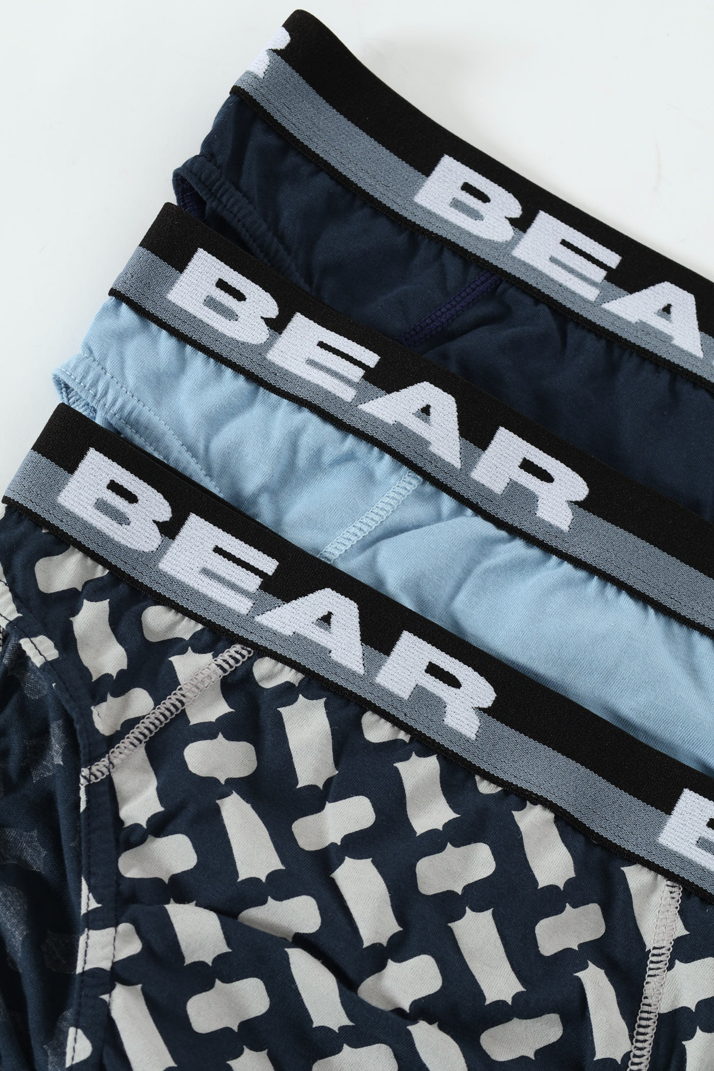 3 Pack Mini Briefs - Blue/Navy/Chain Design - Image 2