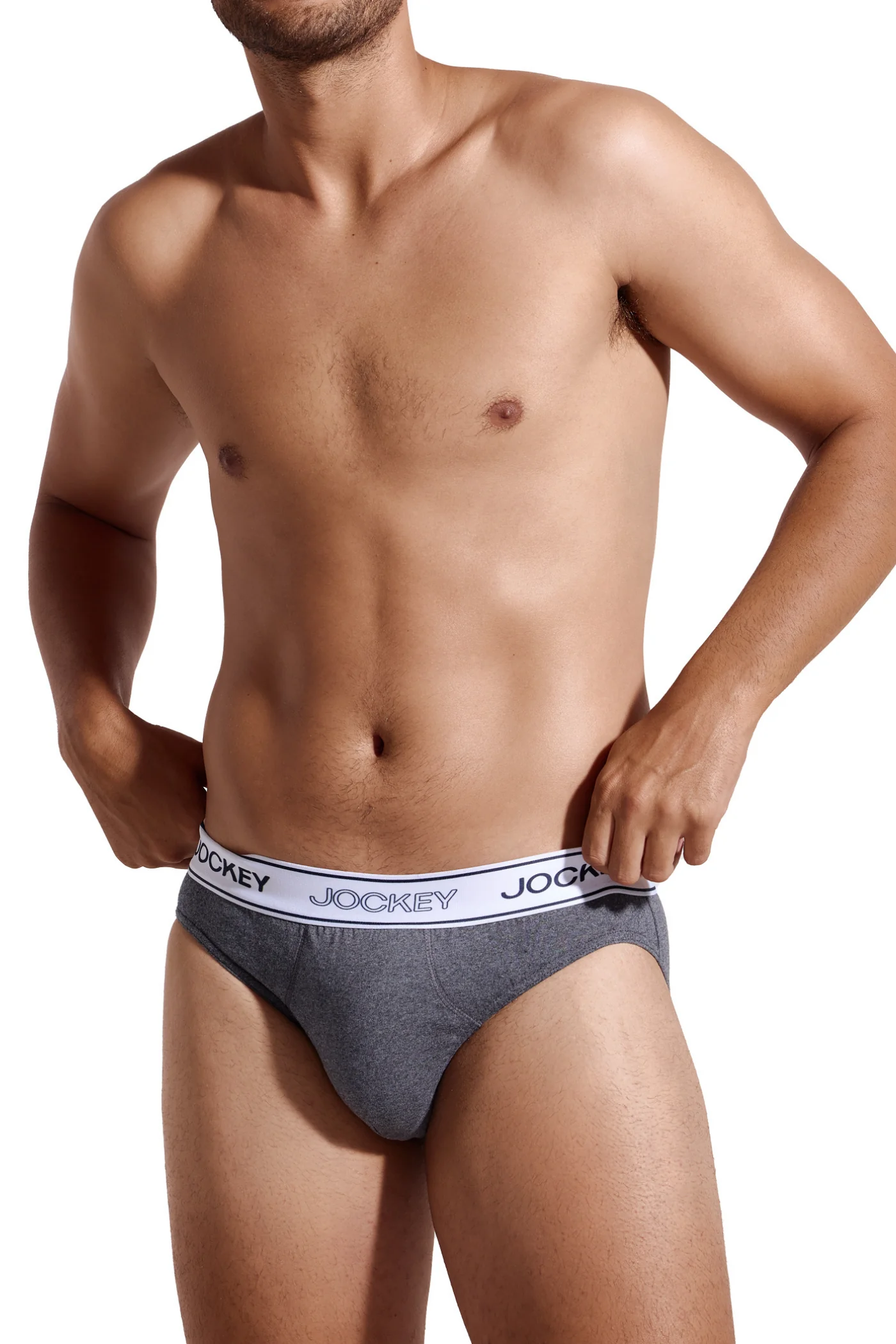 3 Pack Mono Elastic Briefs - Grey/Indigo/Charcoal - Image 2