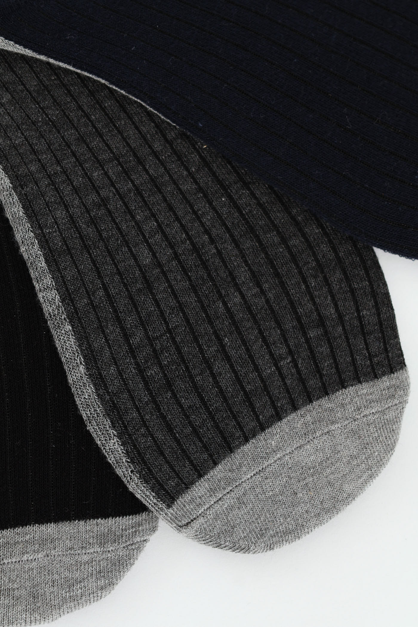 3 Pack No Show Socks - Grey/Black/Navy - Image 2