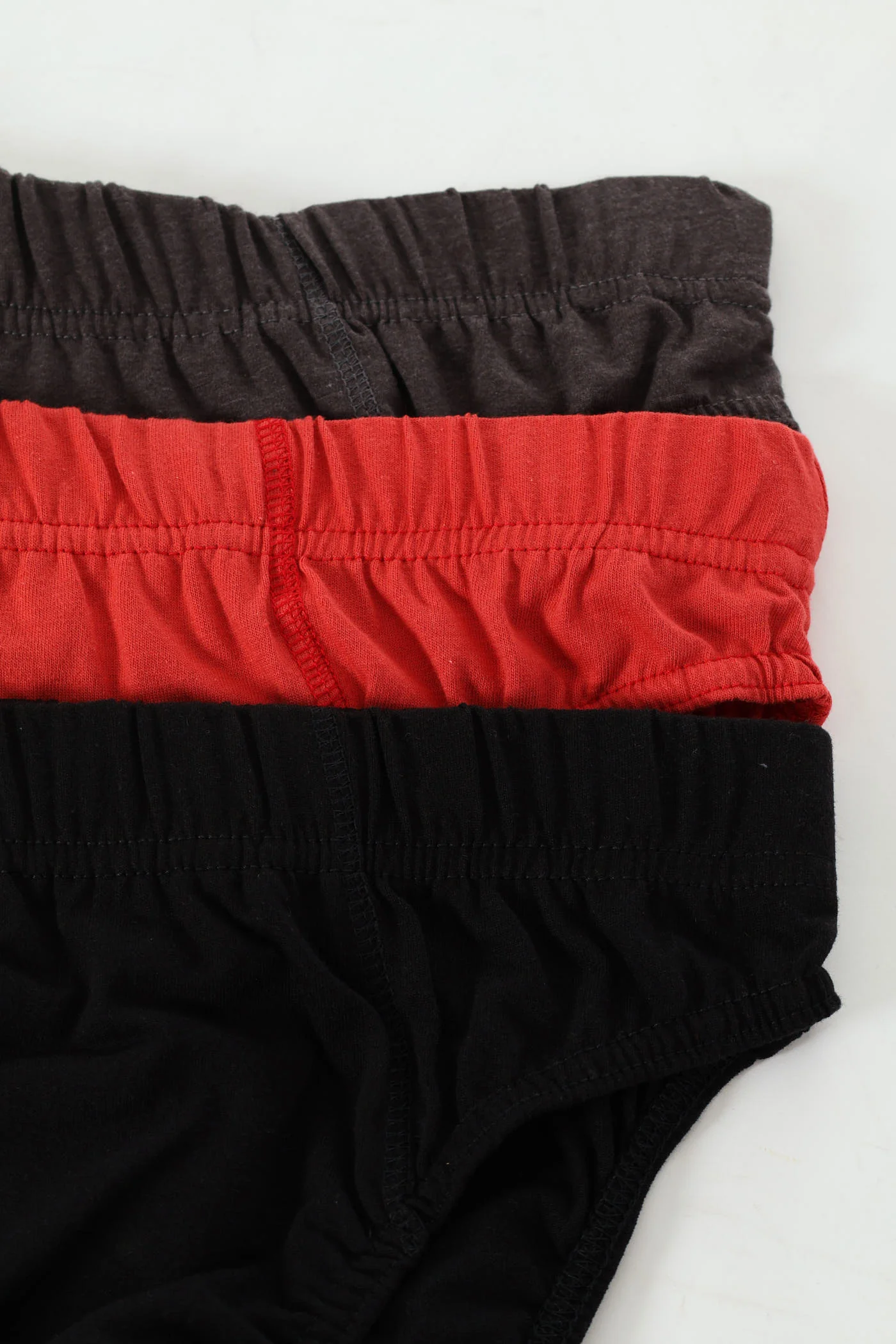 3 Pack Plain Mini Briefs - Black /Red /Charcoal - Image 2