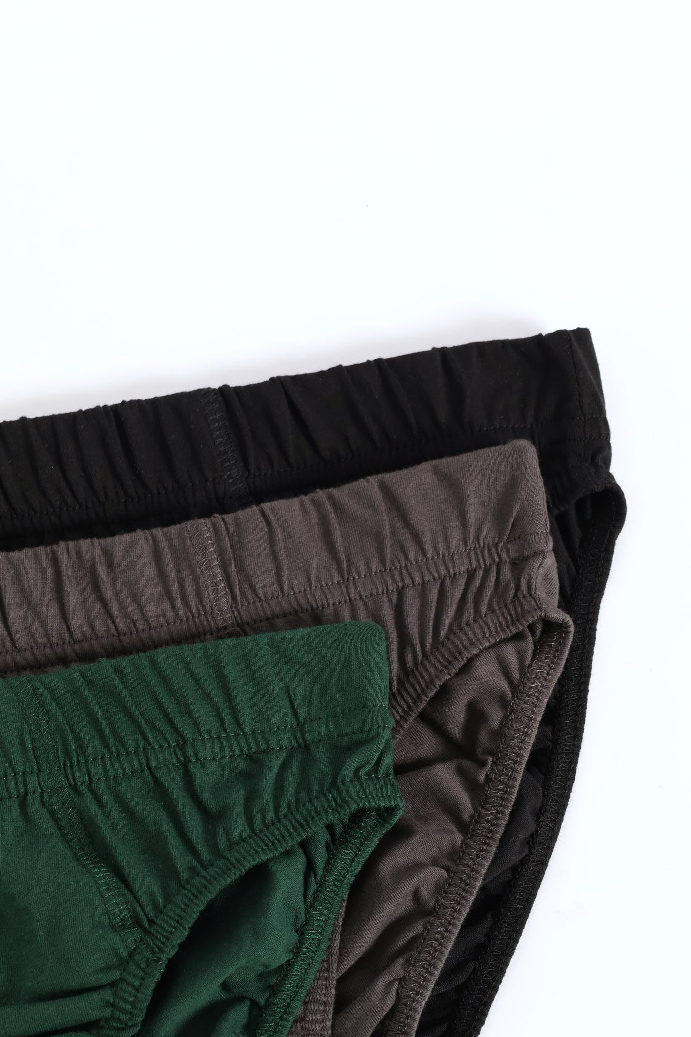 3 Pack Plain Mini Briefs - Charcoal/Black/Green - Image 2