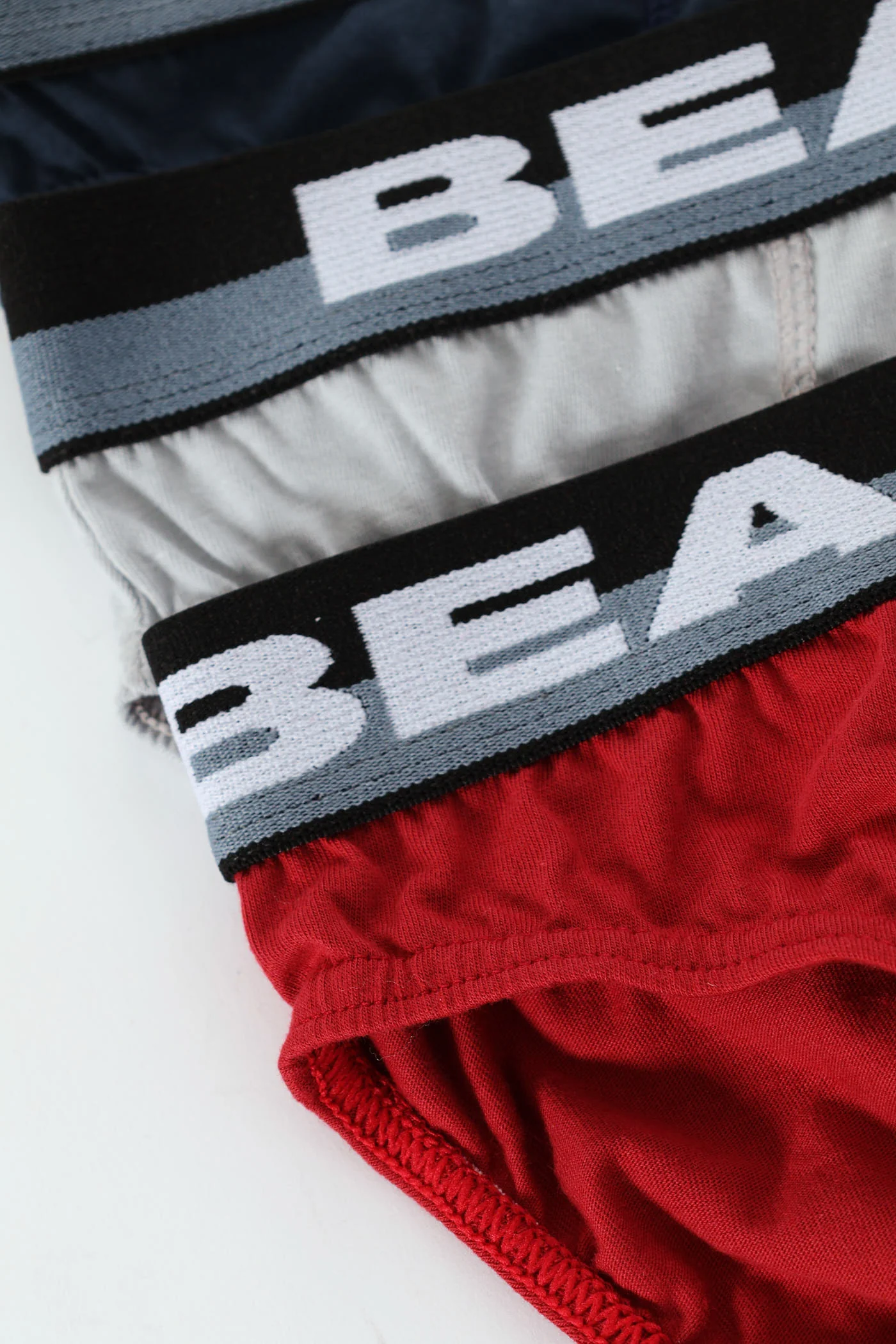3 Pack Plain Mini Briefs - Grey/Navy/Red - Image 2