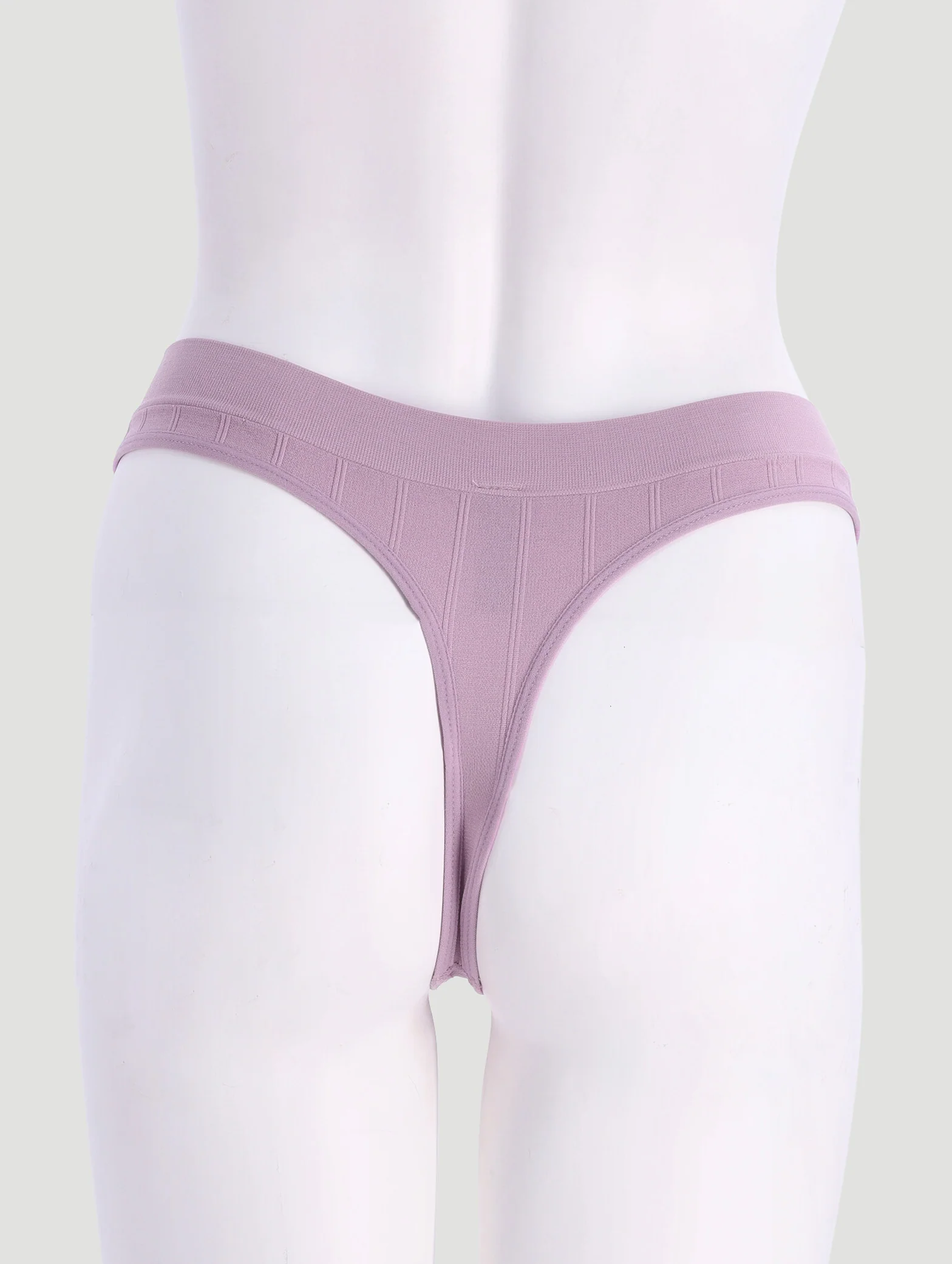3 Pack Seamless Thong Panties - Lavender/Goat/Black - Image 3