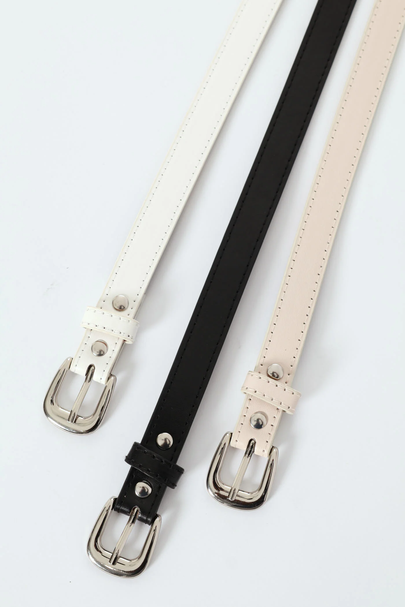 3 Pack Silver Buckle Belts - Multi - Image 2