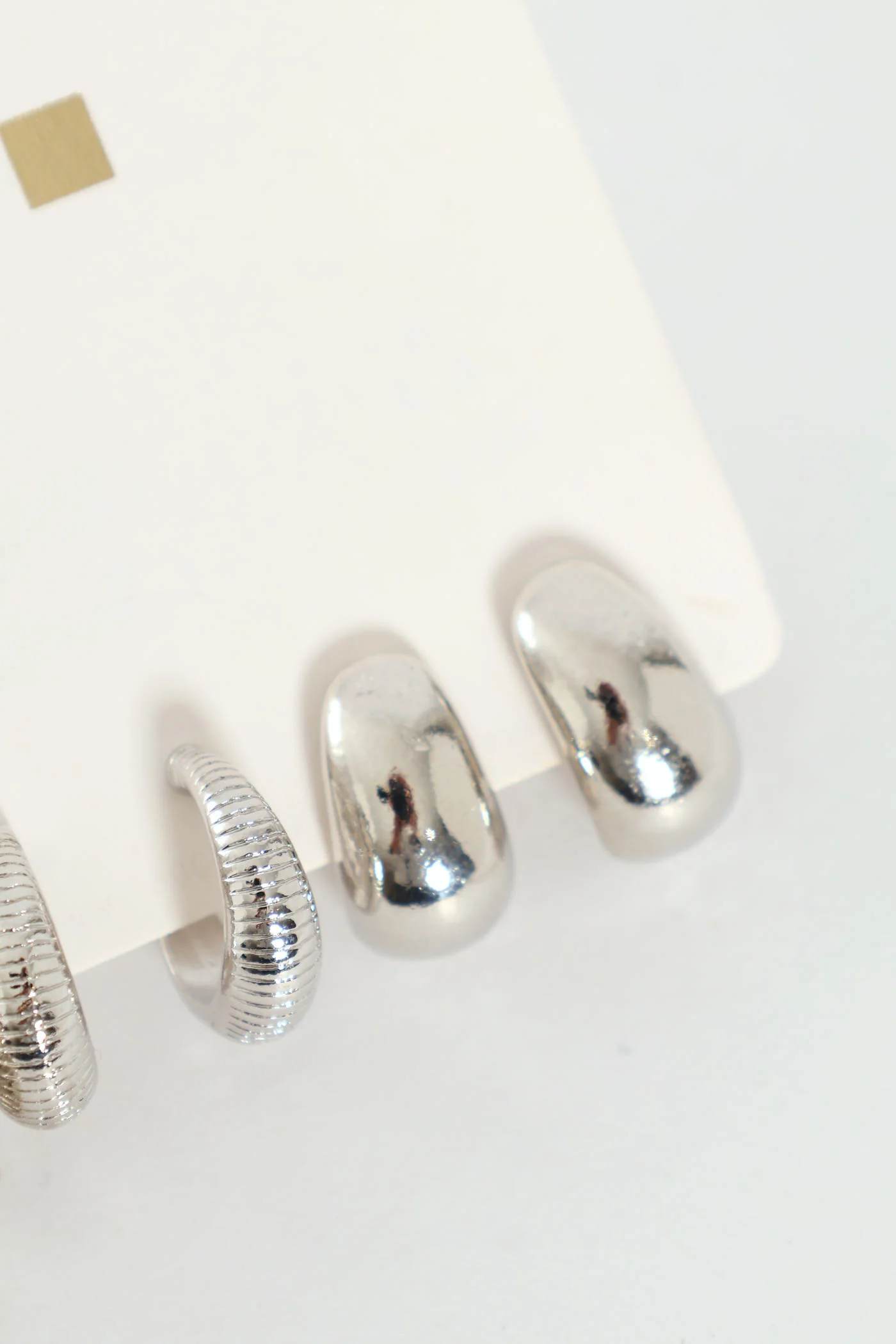 3 Pack Small Bubble Twisted Hoops - Silver - Image 4