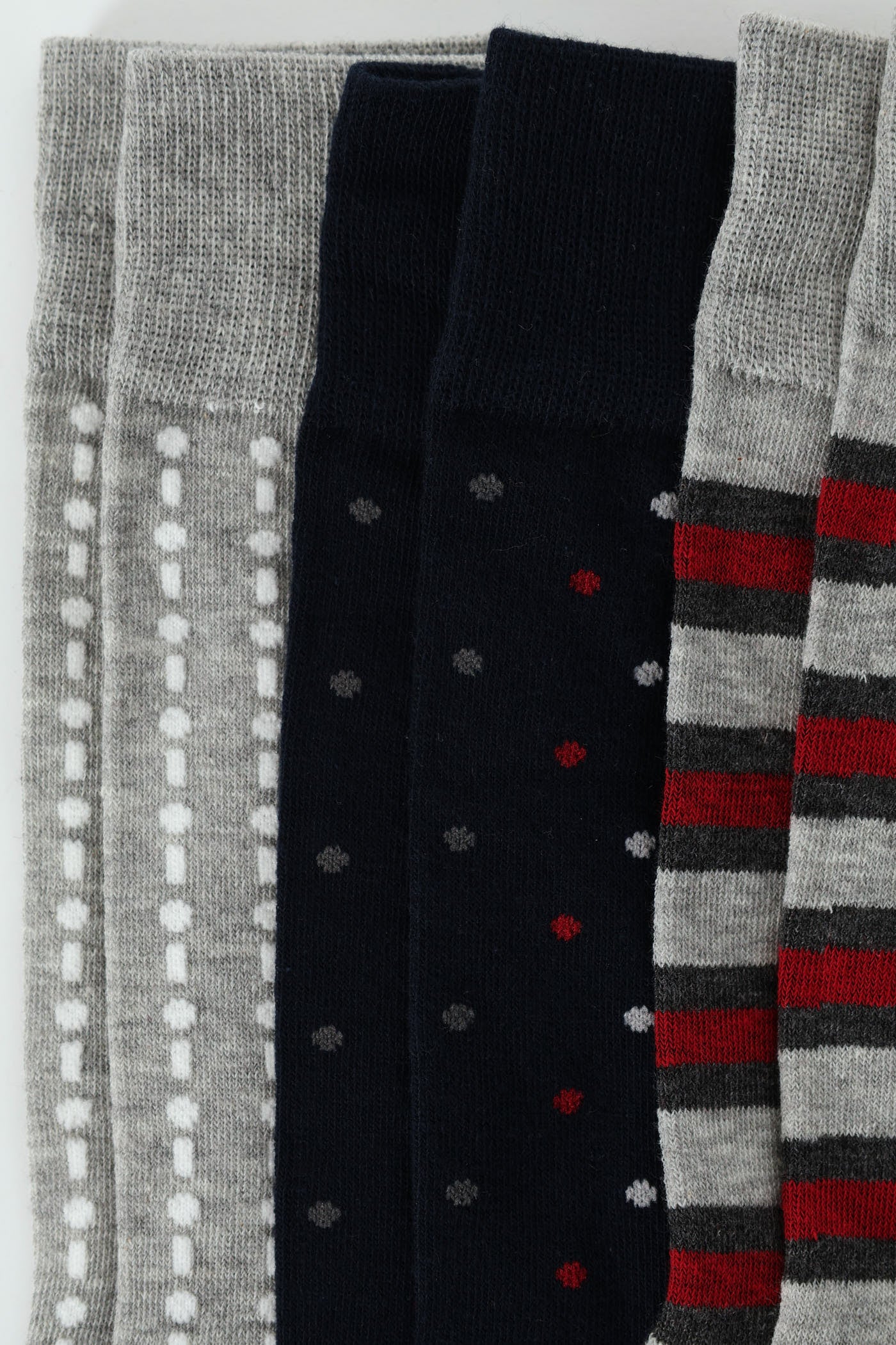 3 Pack Stripe & Dots Anklet - Grey/Navy - Image 2