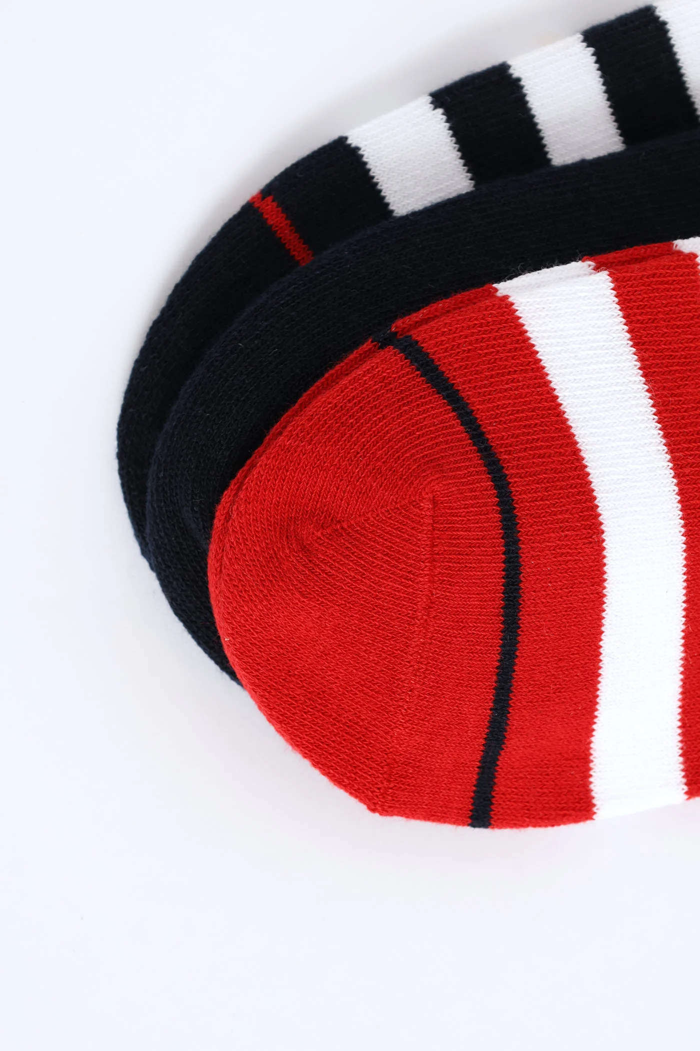 3 Pack Stripe Low Cut Socks - Red/Navy - Image 2