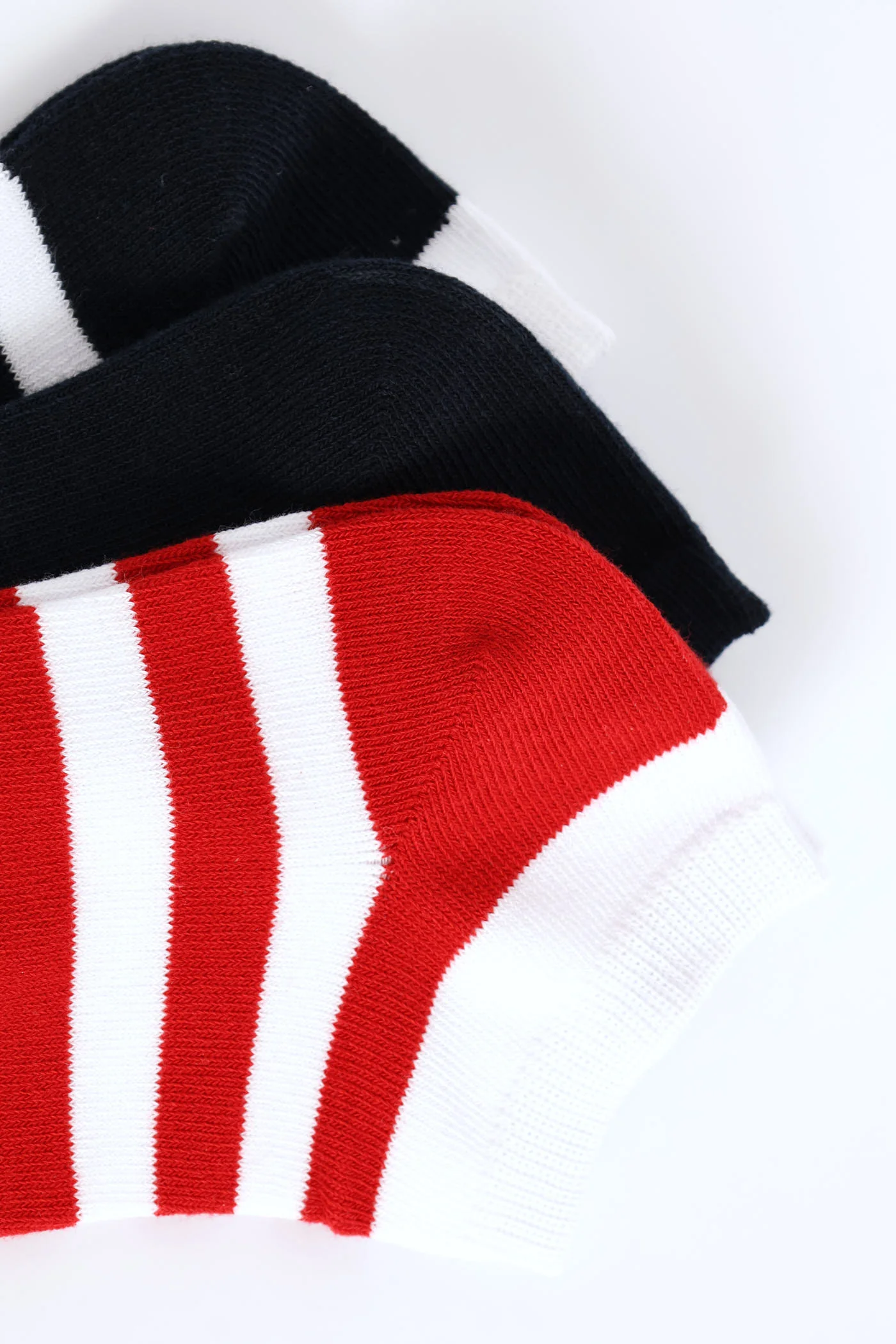 3 Pack Stripe Low Cut Socks - Red/Navy - Image 3
