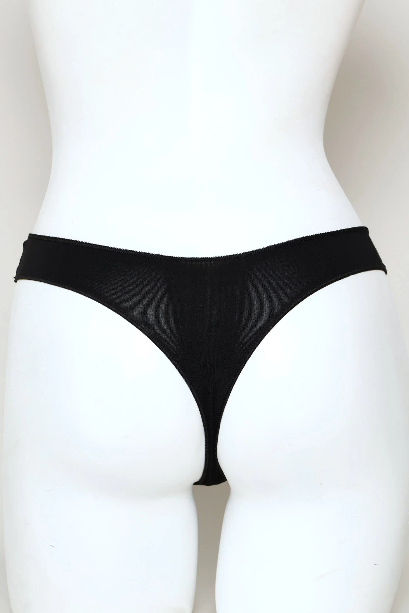 3 Pack Tonal Plain Thong Panties - Black/Ruby Red/Oatmeal - Image 3