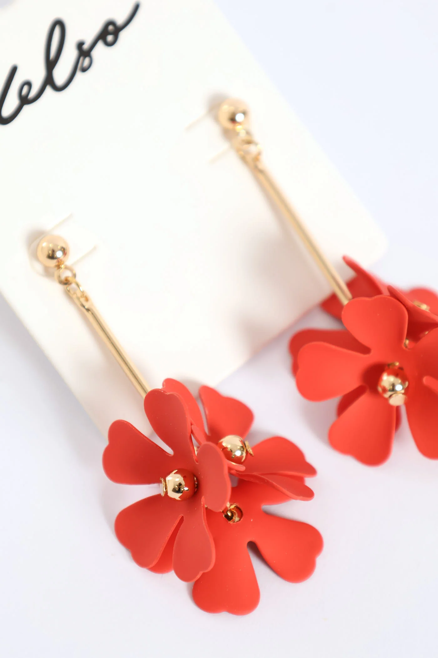 3 Petal Drop Earrings - Gold - Image 3