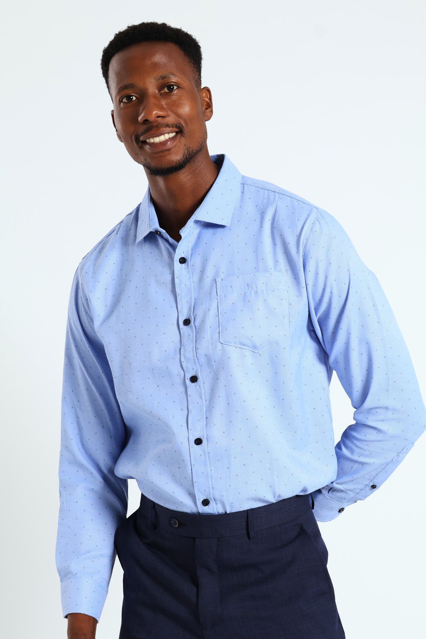 3 Spot Textured Shirt - Blue - Image 3