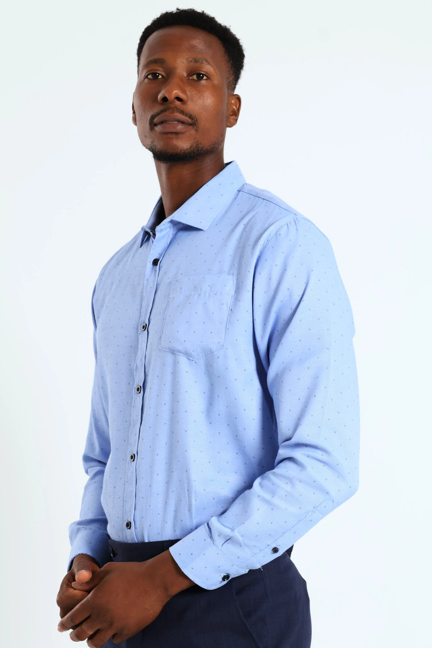 3 Spot Textured Shirt - Blue - Image 5