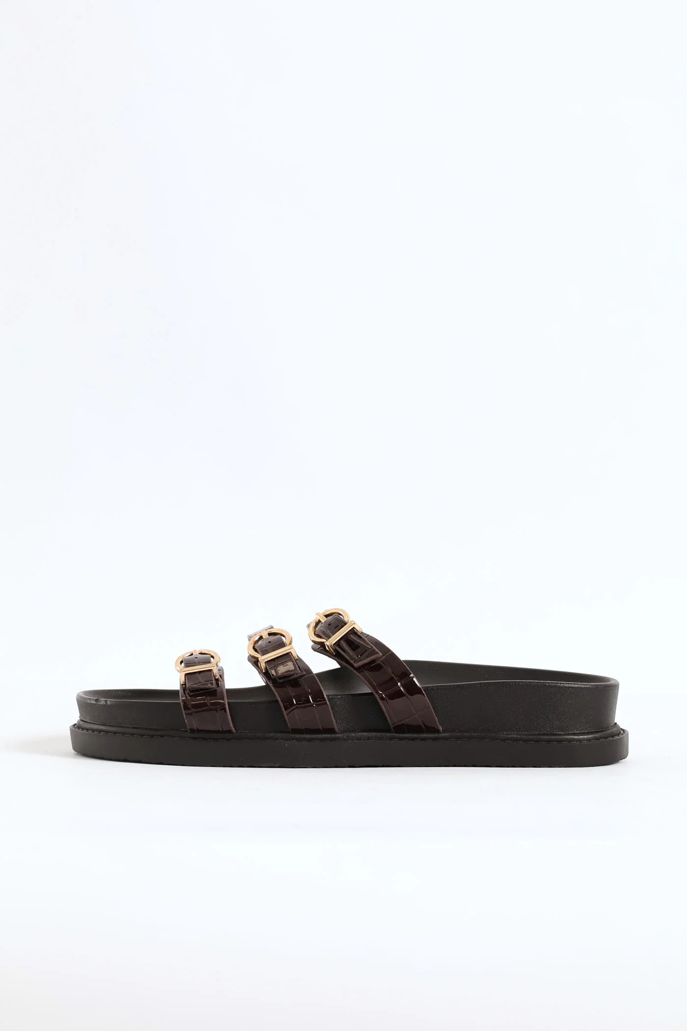3 Strap Patent Slide - Choco Romance - Image 4
