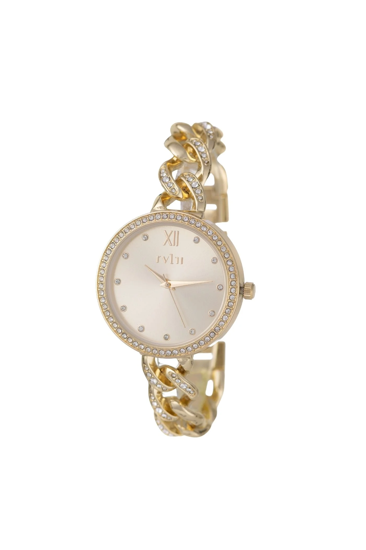 36mm Stone & Gold Case & Champ Dial Watch With Chain Bracelet - Gold - Image 3