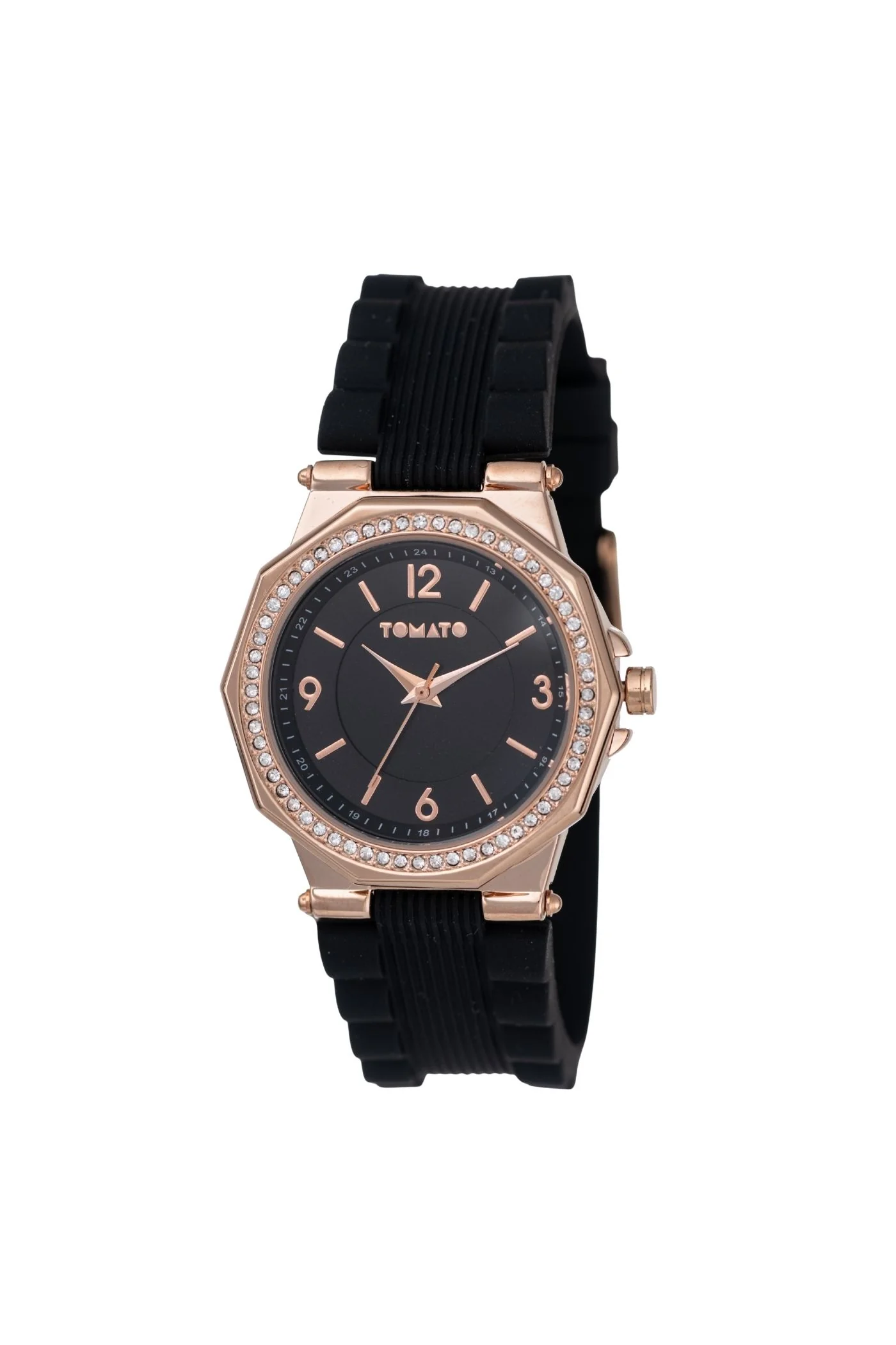 36mm Stone Rose Gold Case & Black Dial With Black Strap - Rose Gold - Image 3