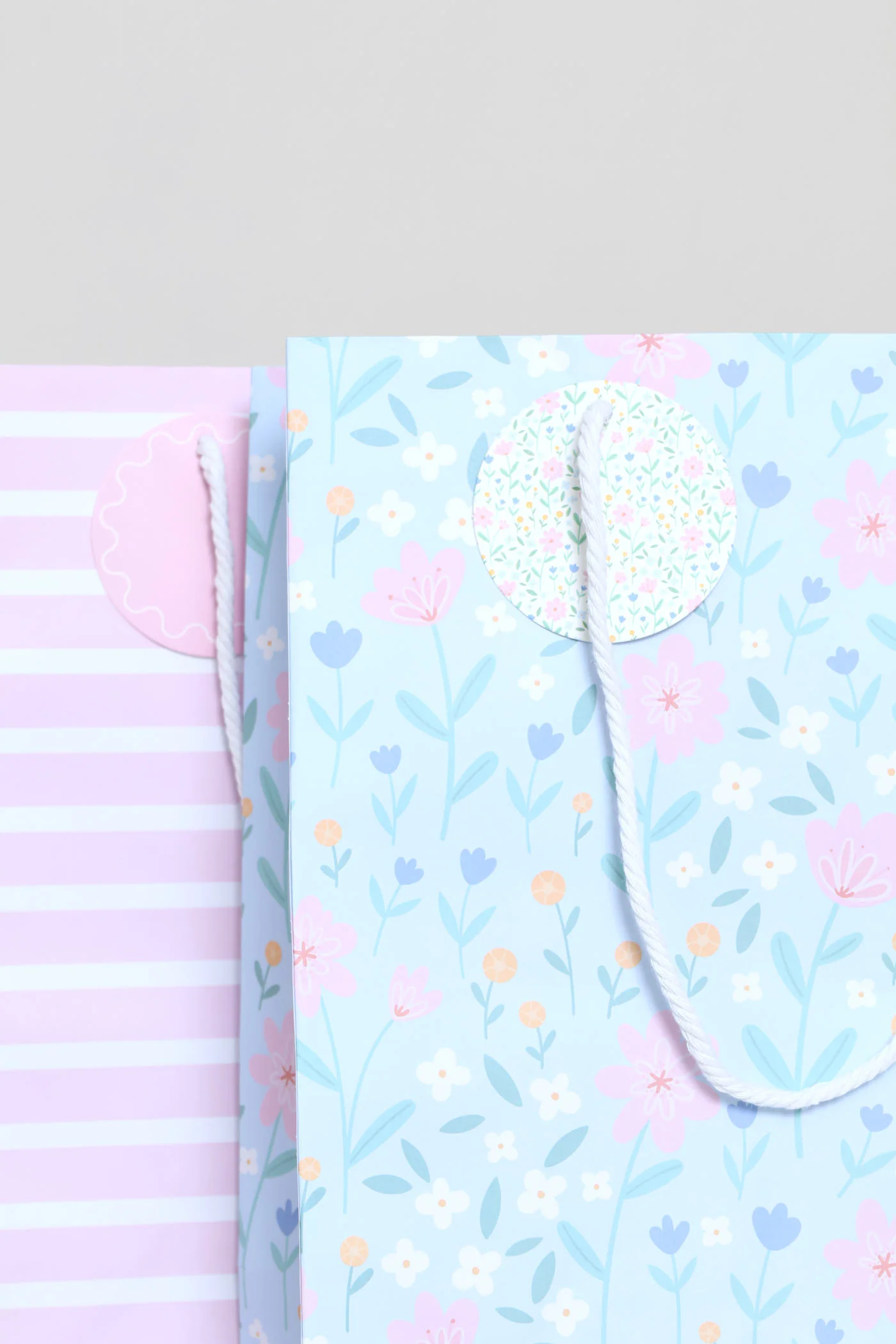 4 Pack Pastel Floral Stripe Bags - Multi - Image 3