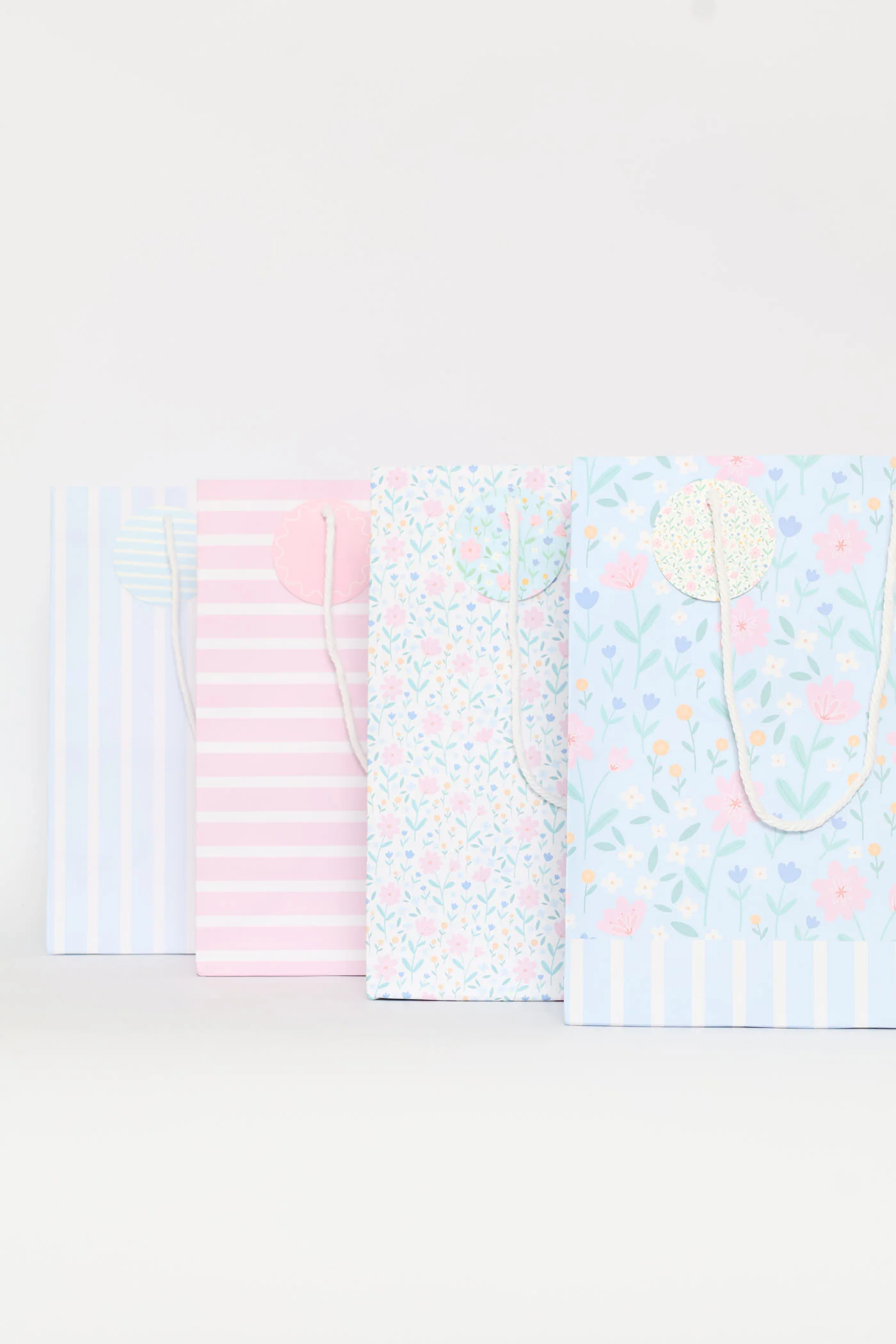 4 Pack Pastel Floral Stripe Bags - Multi - Image 4