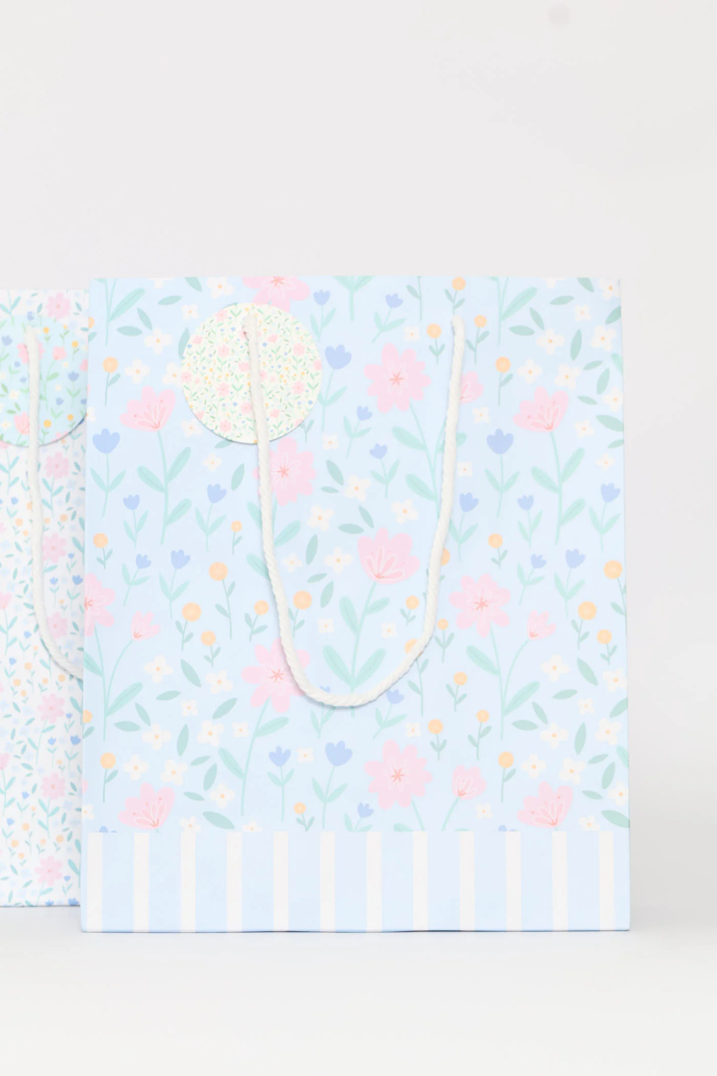 4 Pack Pastel Floral Stripe Bags - Multi - Image 7
