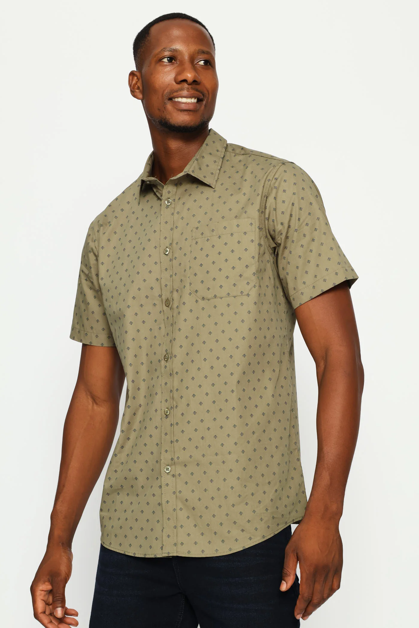 4 Seasons Print Regular Shirt - Fatigue - Image 3