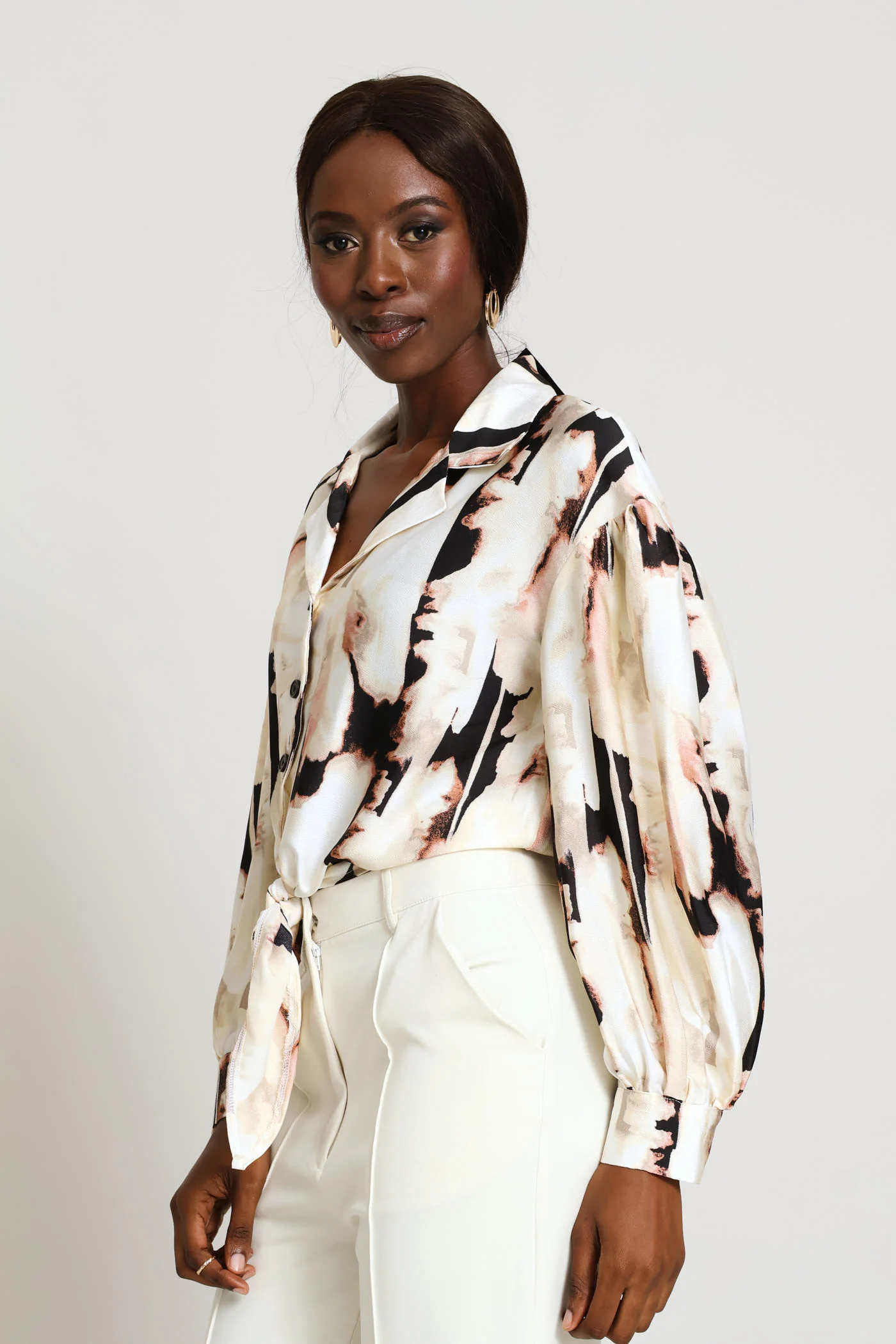 Abstract Satin Knot Shirt - Image 3