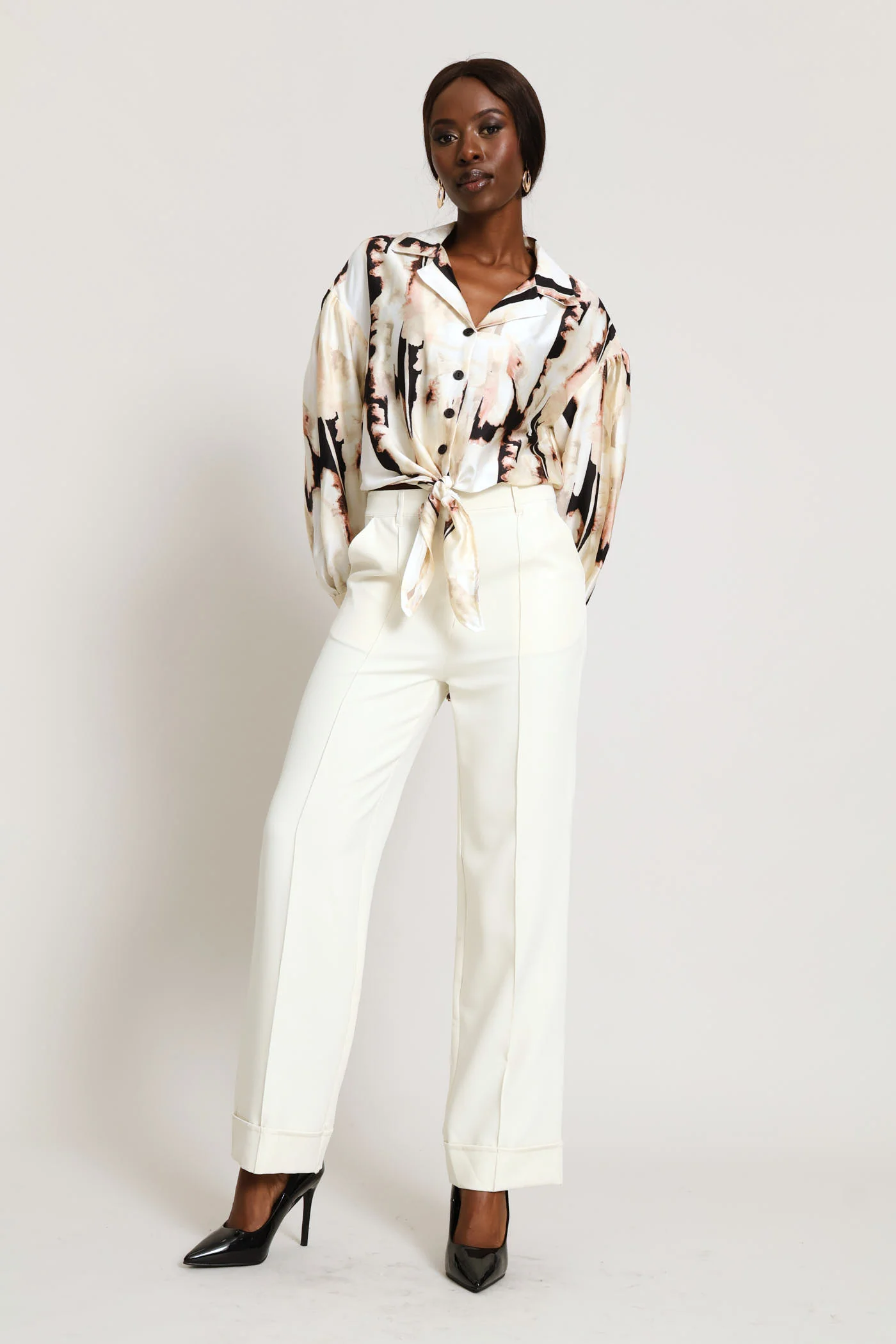 Abstract Satin Knot Shirt - Image 5