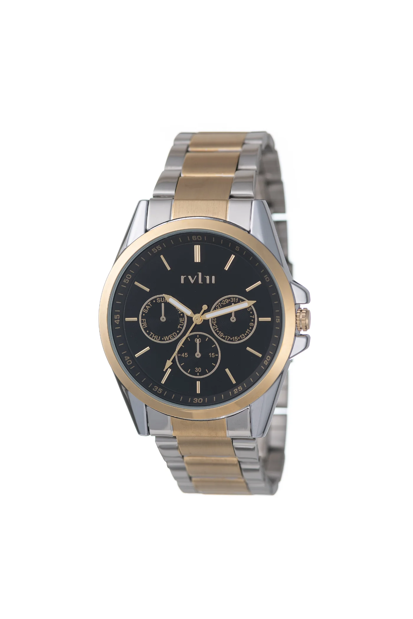 42Mm Gold Case Black Dial 2 Tone Metal Bracelet Watch - Black - Image 3
