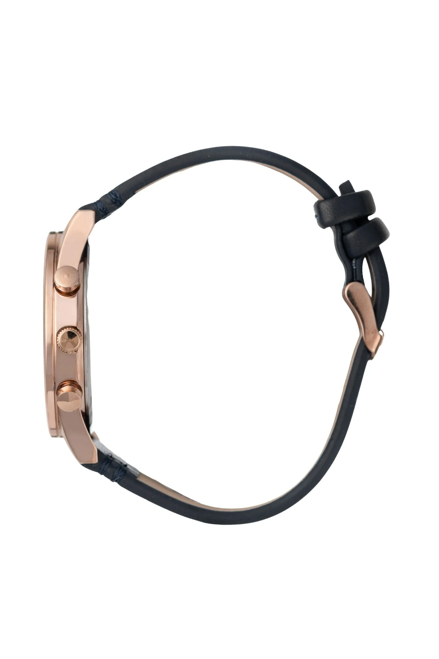 42mm Rose Gold Case Watch Black Dial With Black Band - Gold - Image 4