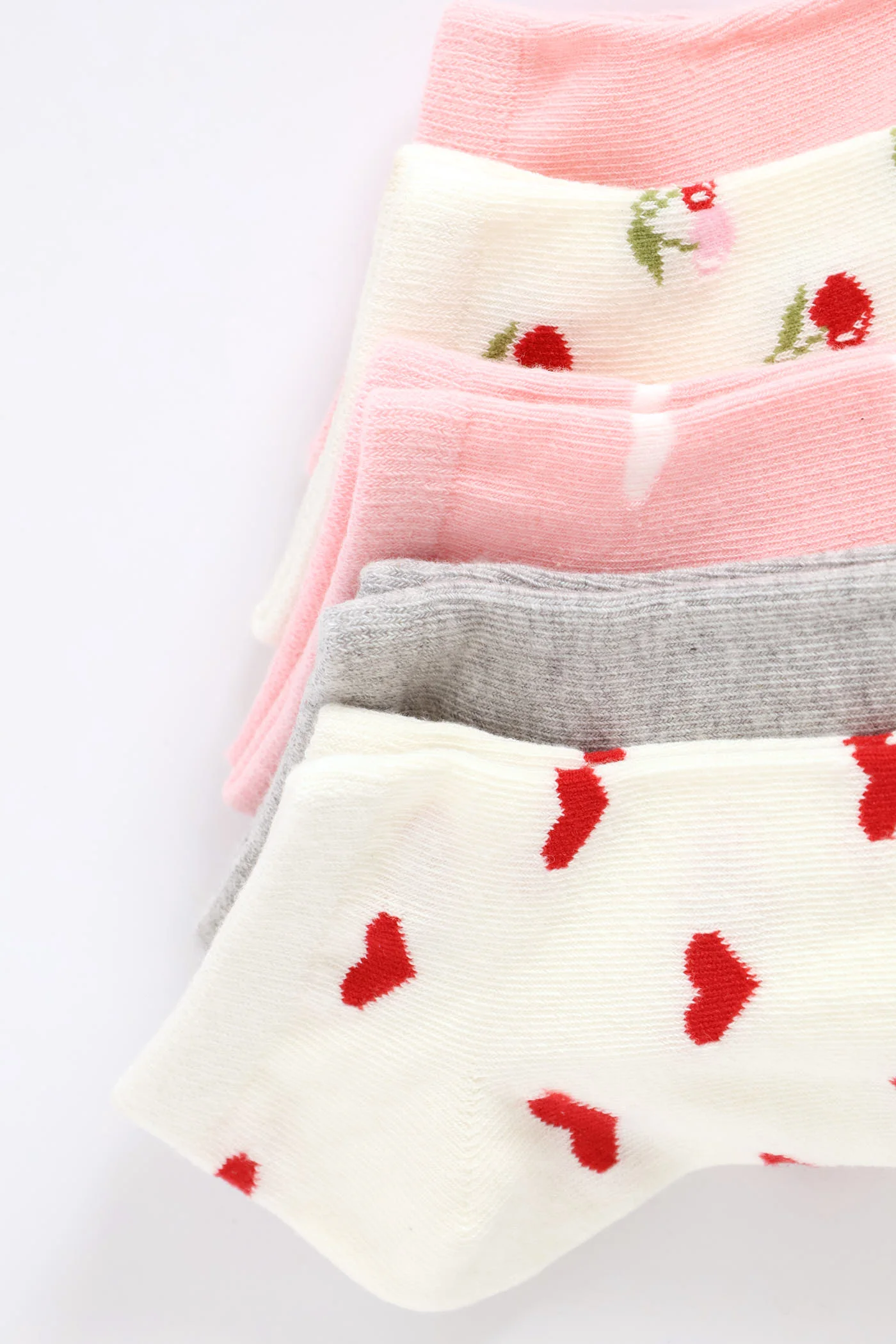 5 Pack Cherry Hearts Low Cut Socks - Multi - Image 2