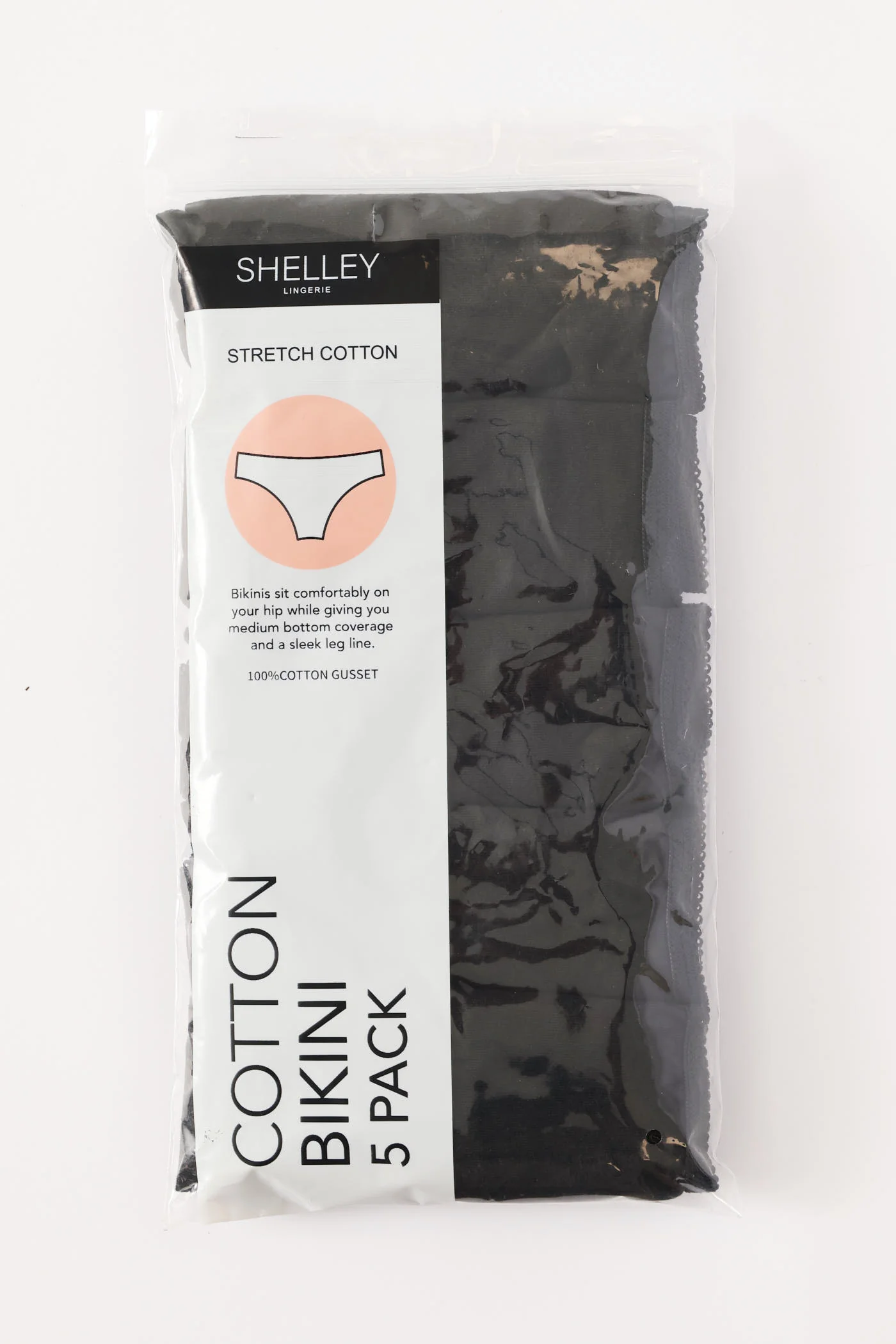 5 Pack Cotton Bikini Panties - Black - Image 3