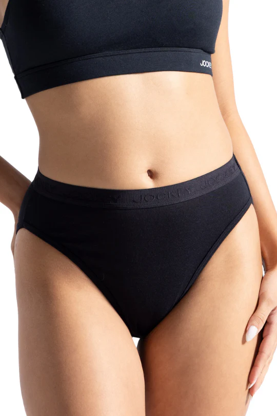 5 Pack Cotton Hi-Cut Panties  - Black - Image 2