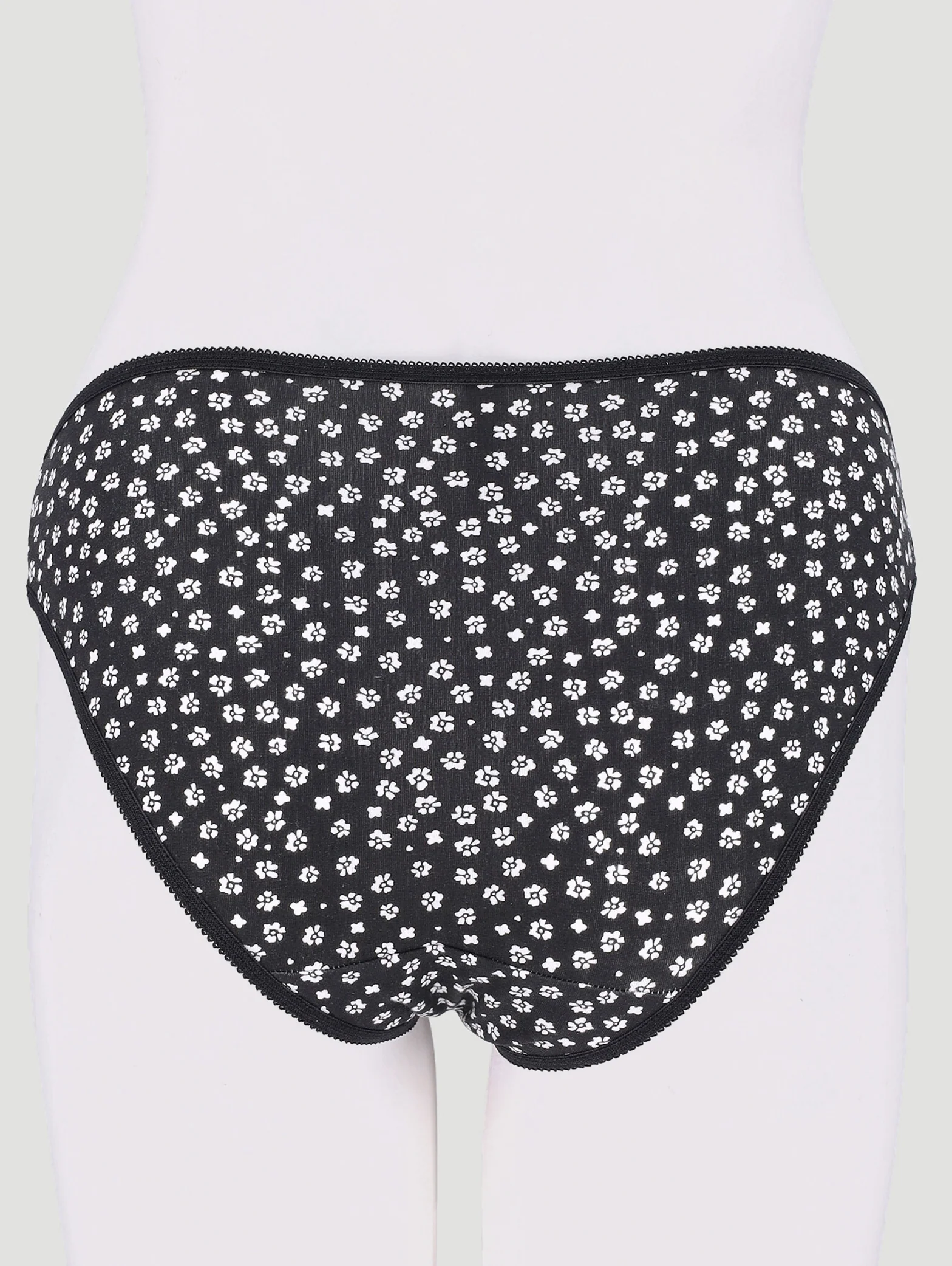 5 Pack Cotton Stretch Bikini Panties - Black/Floral/Grey/Stripe/White - Image 5