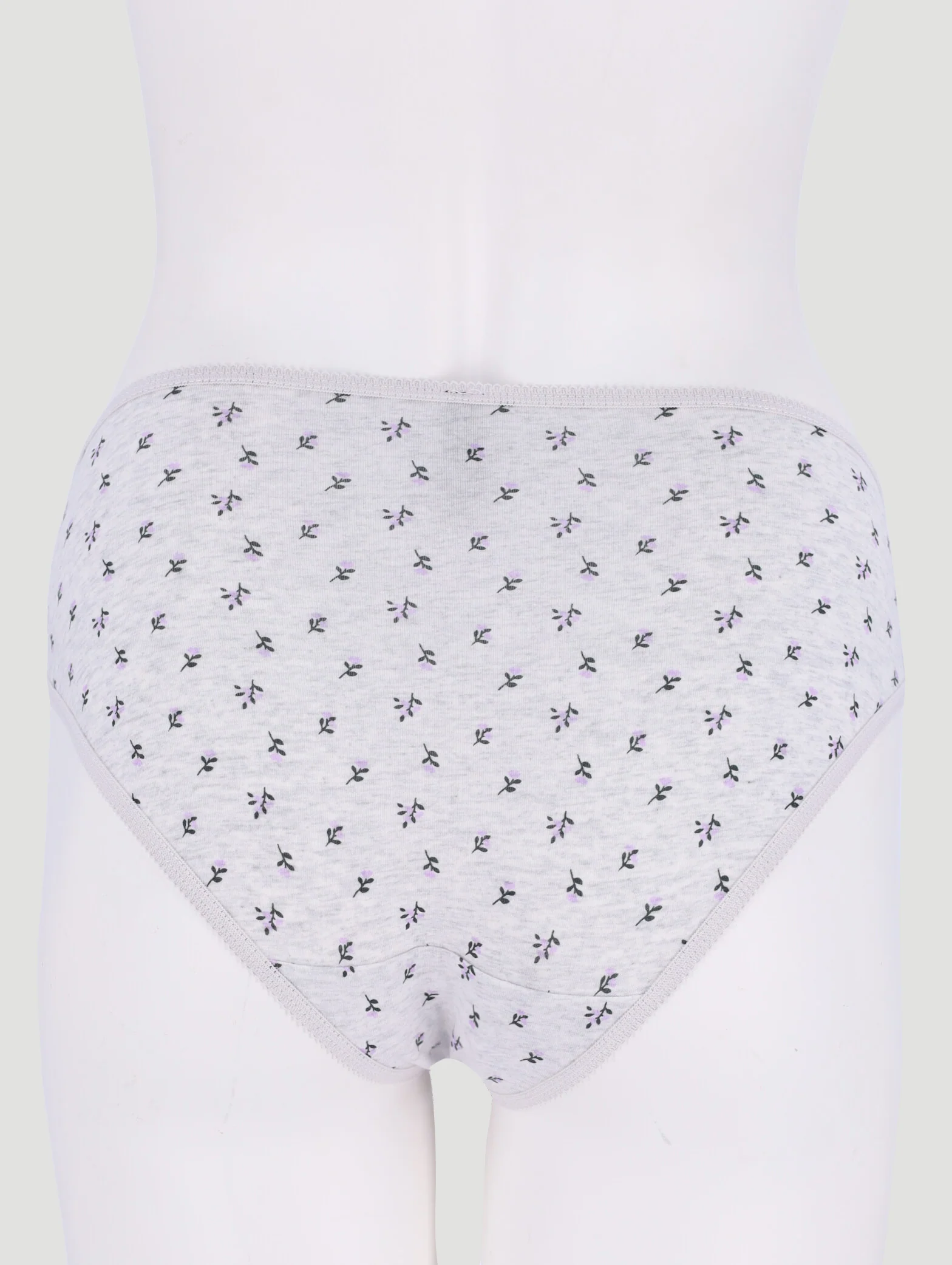 5 Pack Cotton Stretch Bikini Panties - Pink Leaf/Navy/Grey Leaf - Image 4