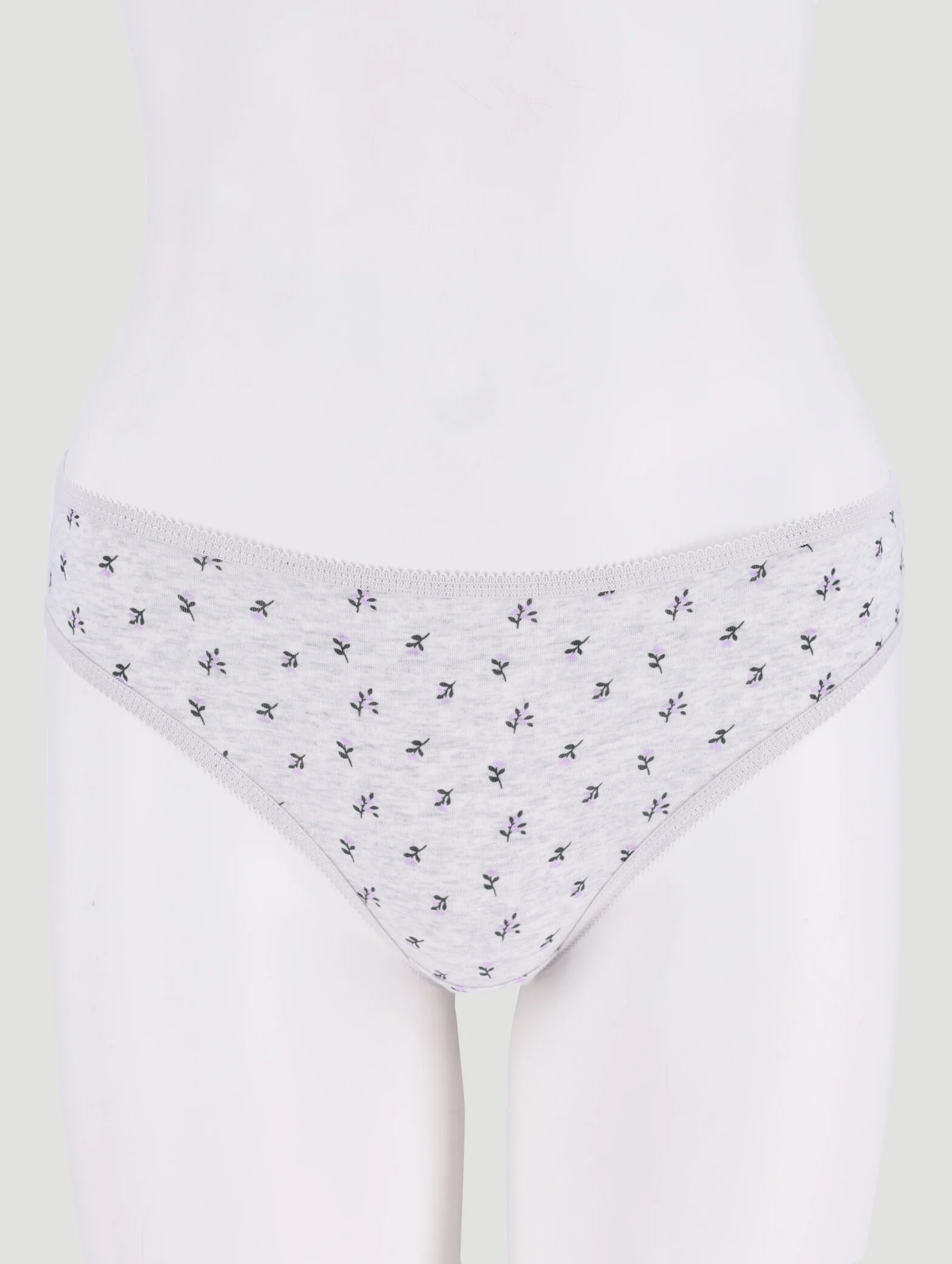 5 Pack Cotton Stretch Bikini Panties - Pink Leaf/Navy/Grey Leaf - Image 6
