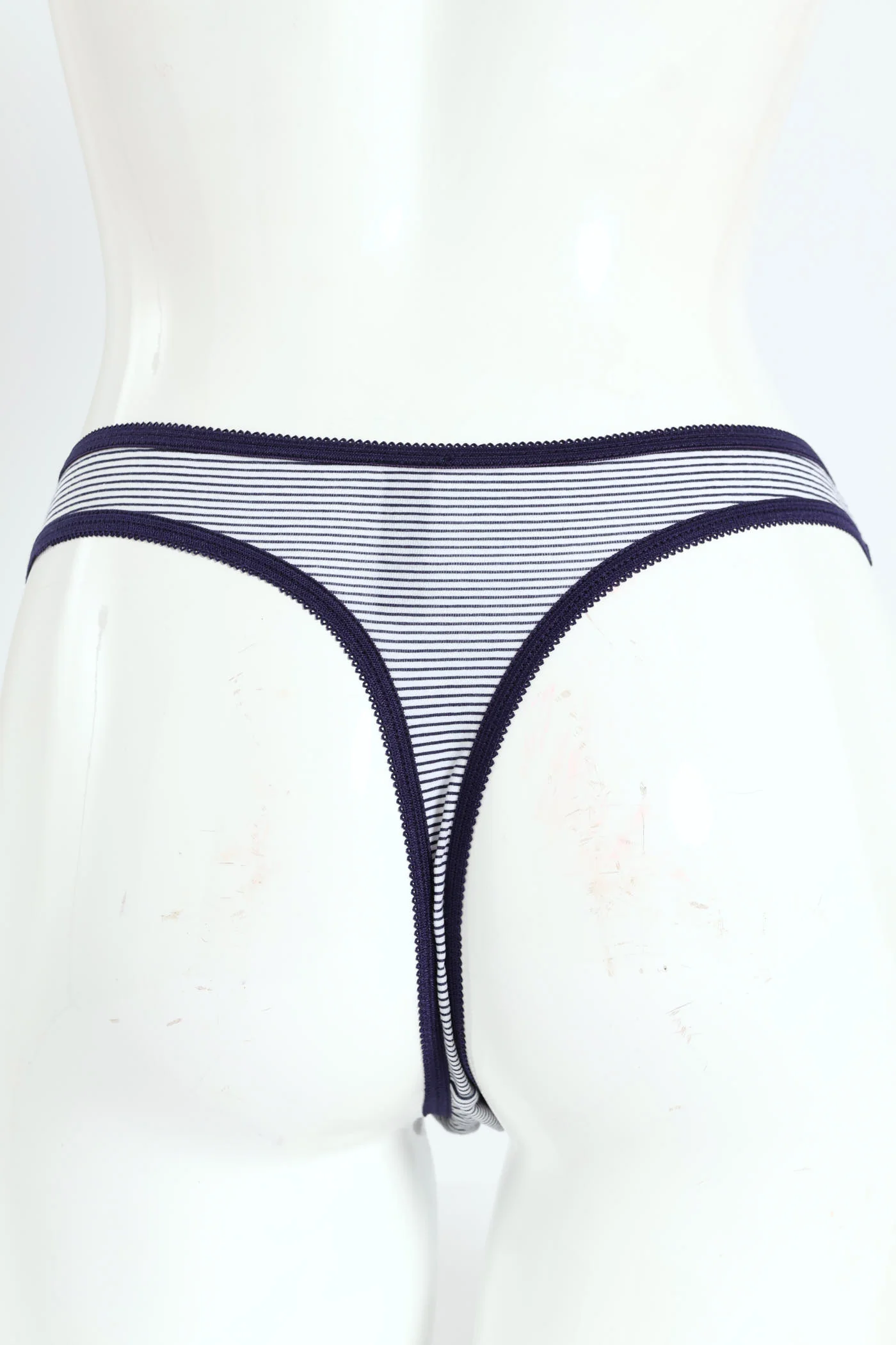 5 Pack Cotton Stretch Thong Panties - Slate/Stripe/Grey/Cherry/Black - Image 5