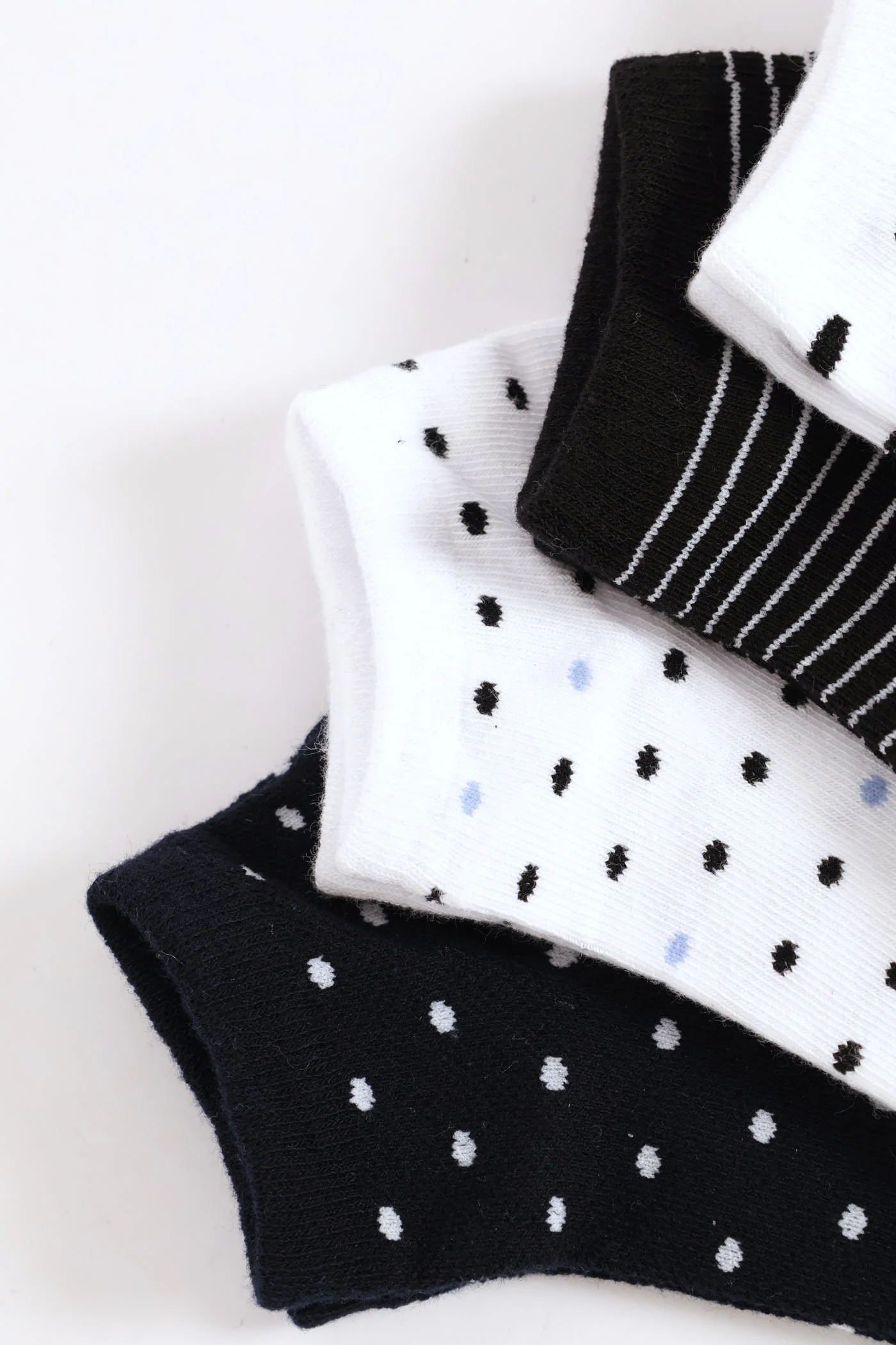 5 Pack Hearts & Spots Low Cut Fashion Socks - White/Navy - Image 2
